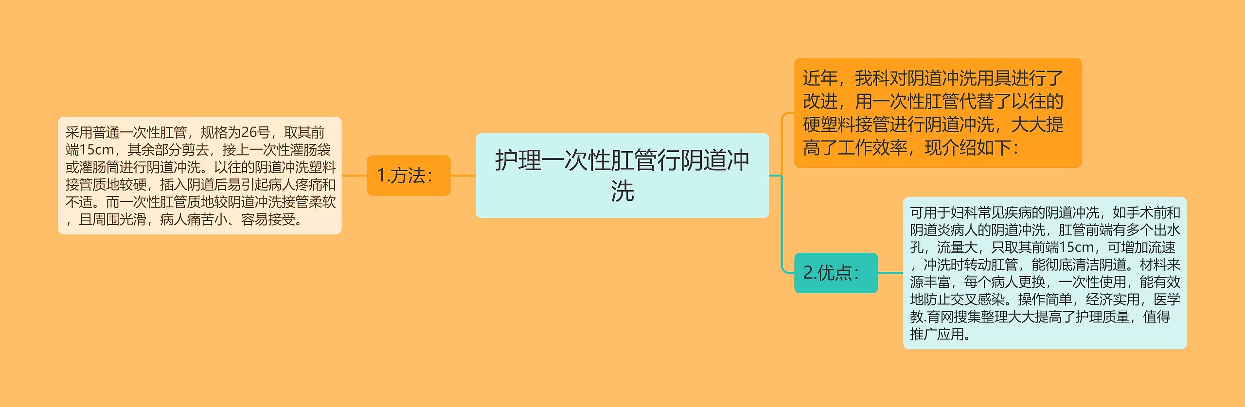 护理一次性肛管行阴道冲洗思维导图