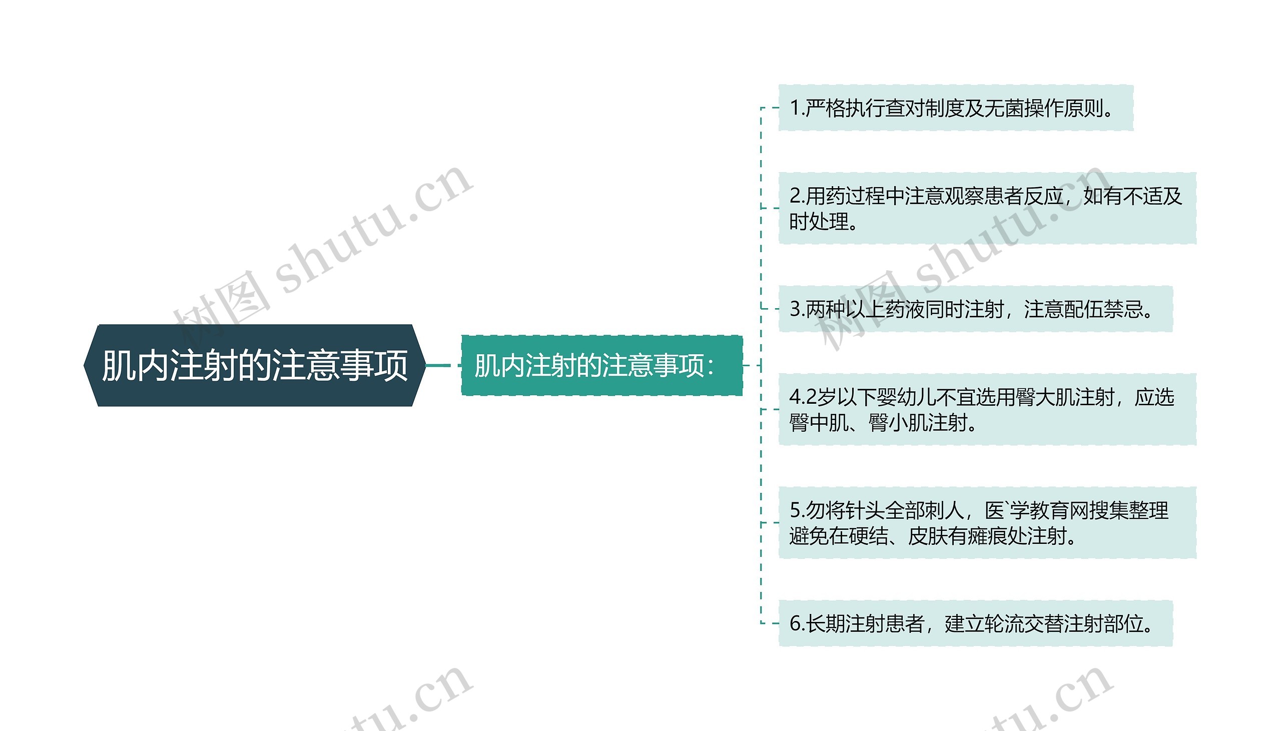 肌内注射的注意事项思维导图