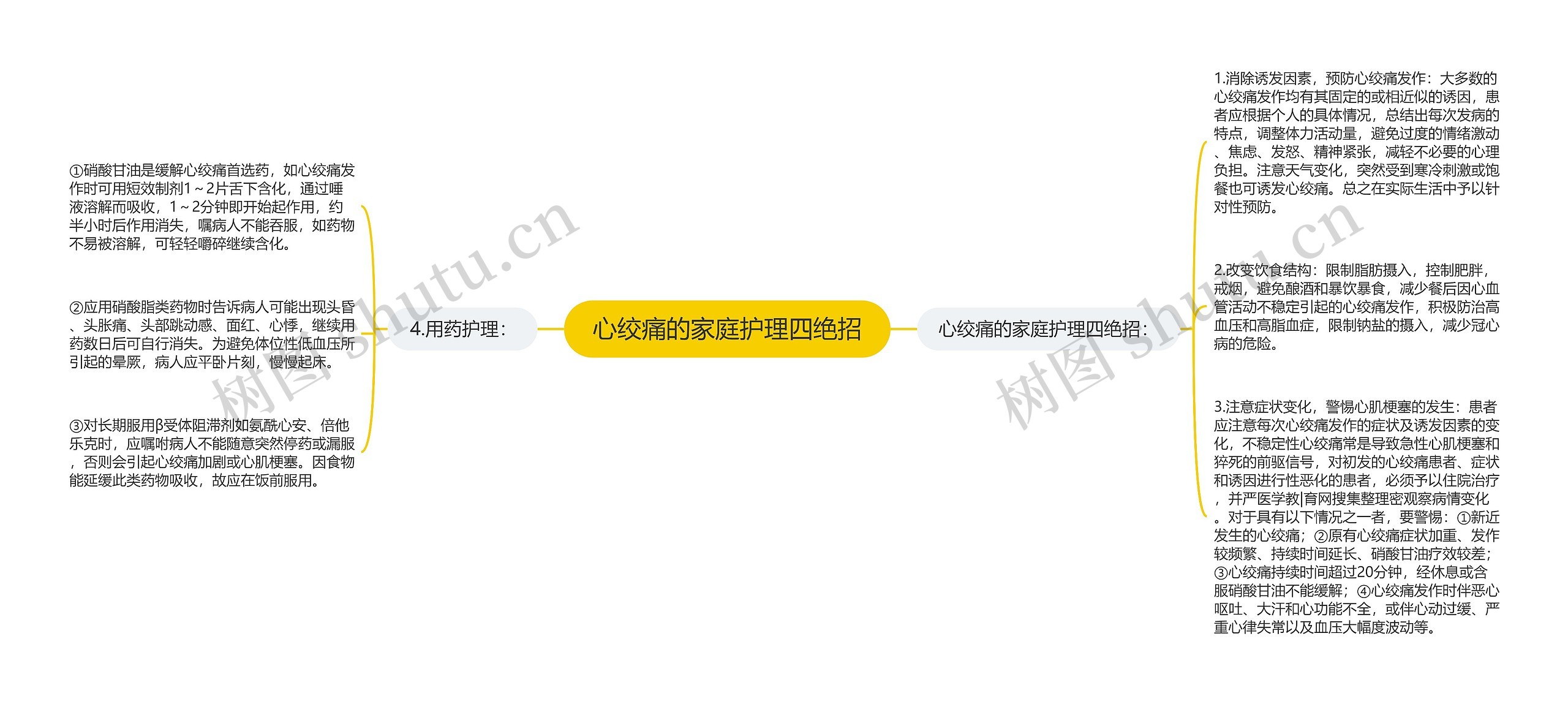 心绞痛的家庭护理四绝招思维导图