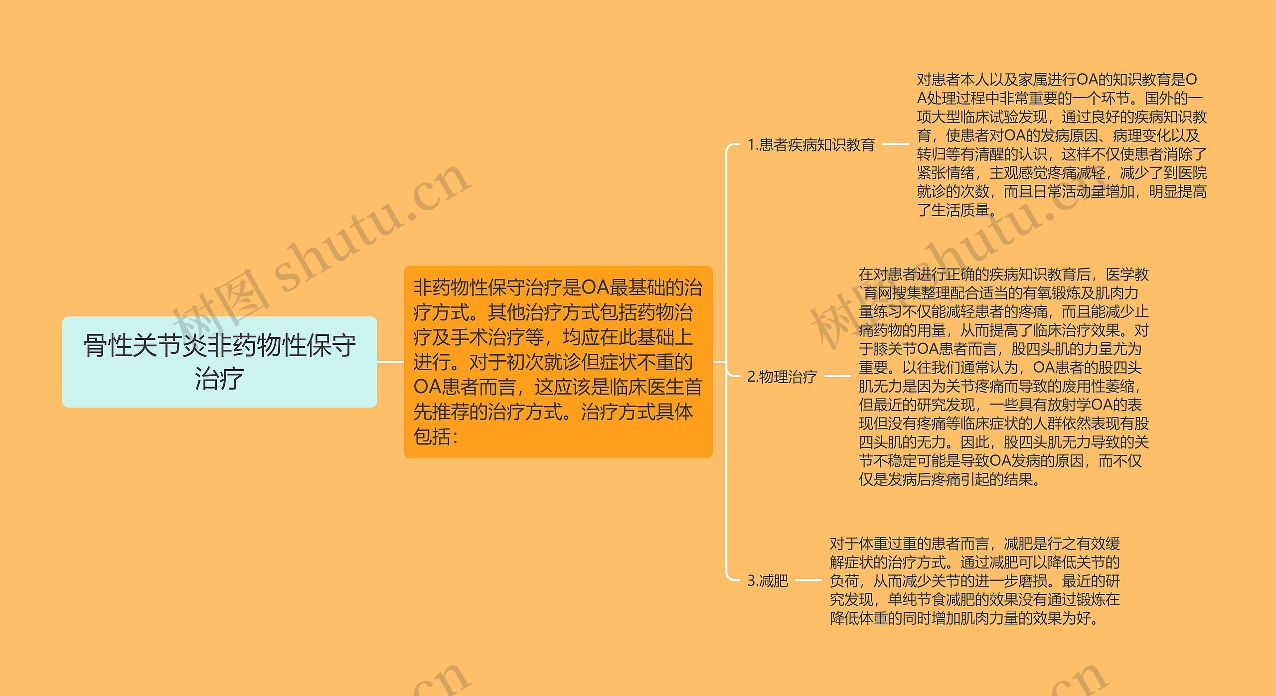 骨性关节炎非药物性保守治疗思维导图