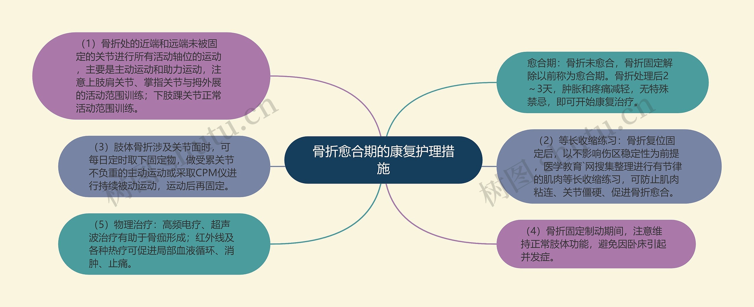 骨折愈合期的康复护理措施思维导图