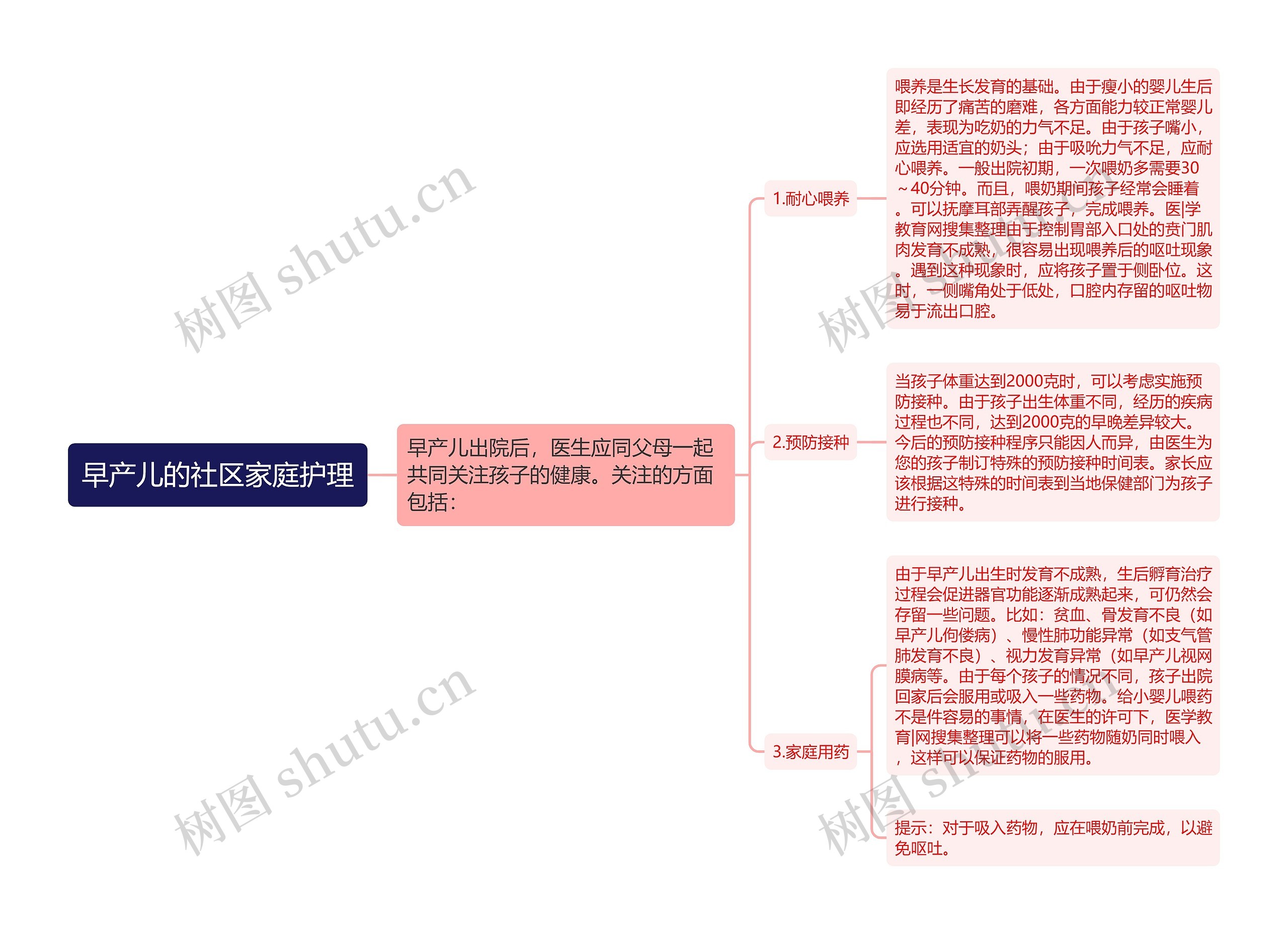 早产儿的社区家庭护理思维导图