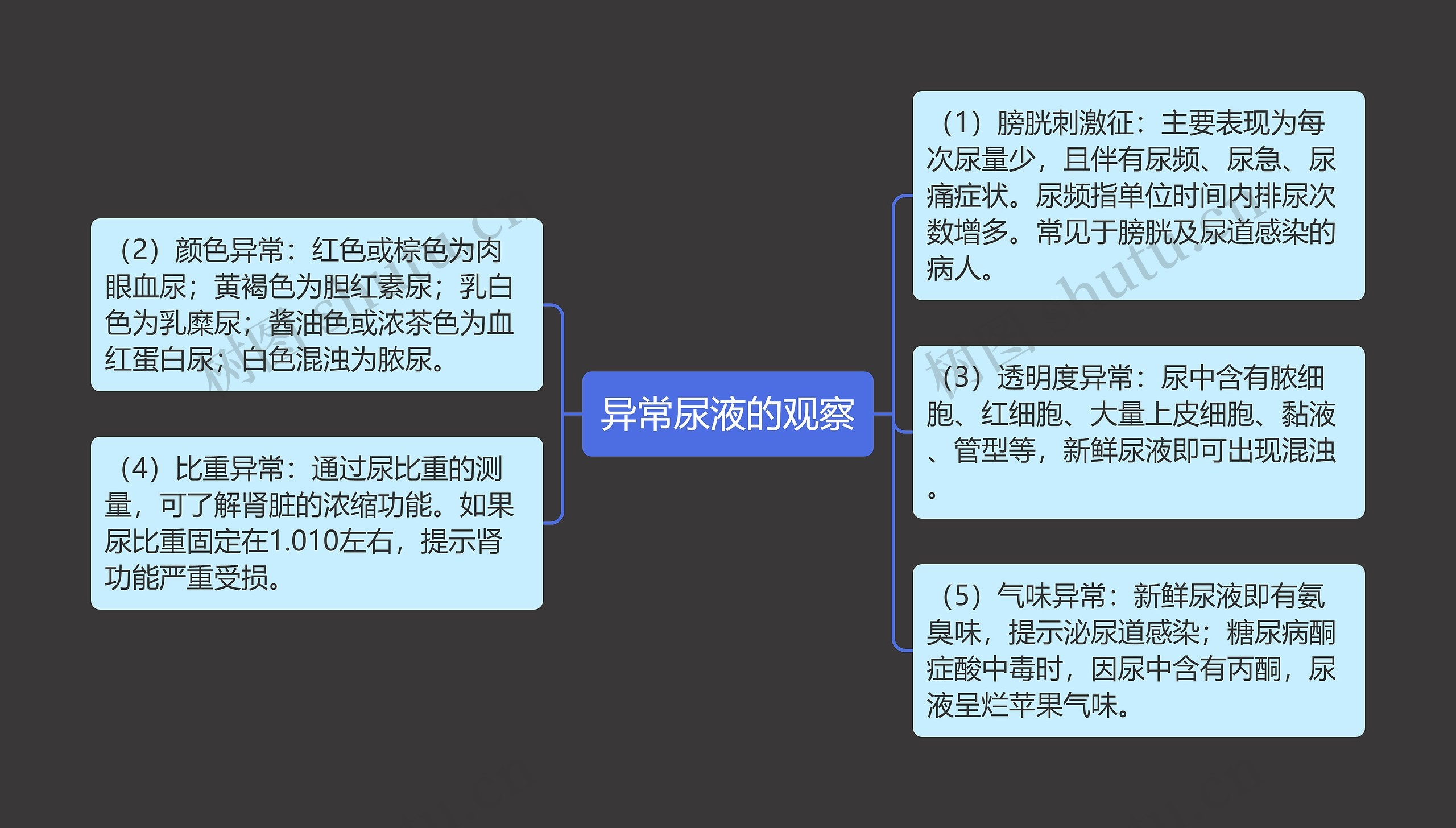 异常尿液的观察思维导图