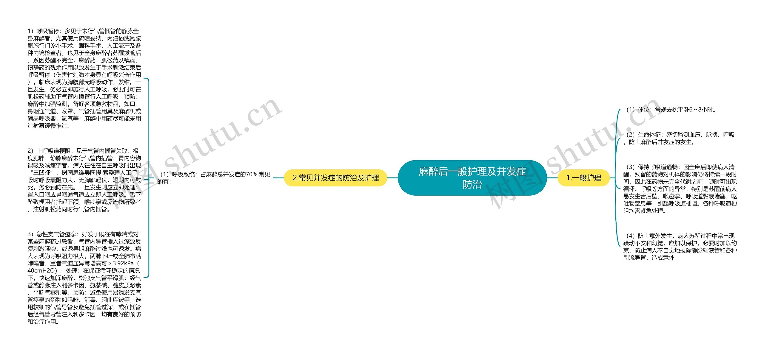 麻醉后一般护理及并发症防治