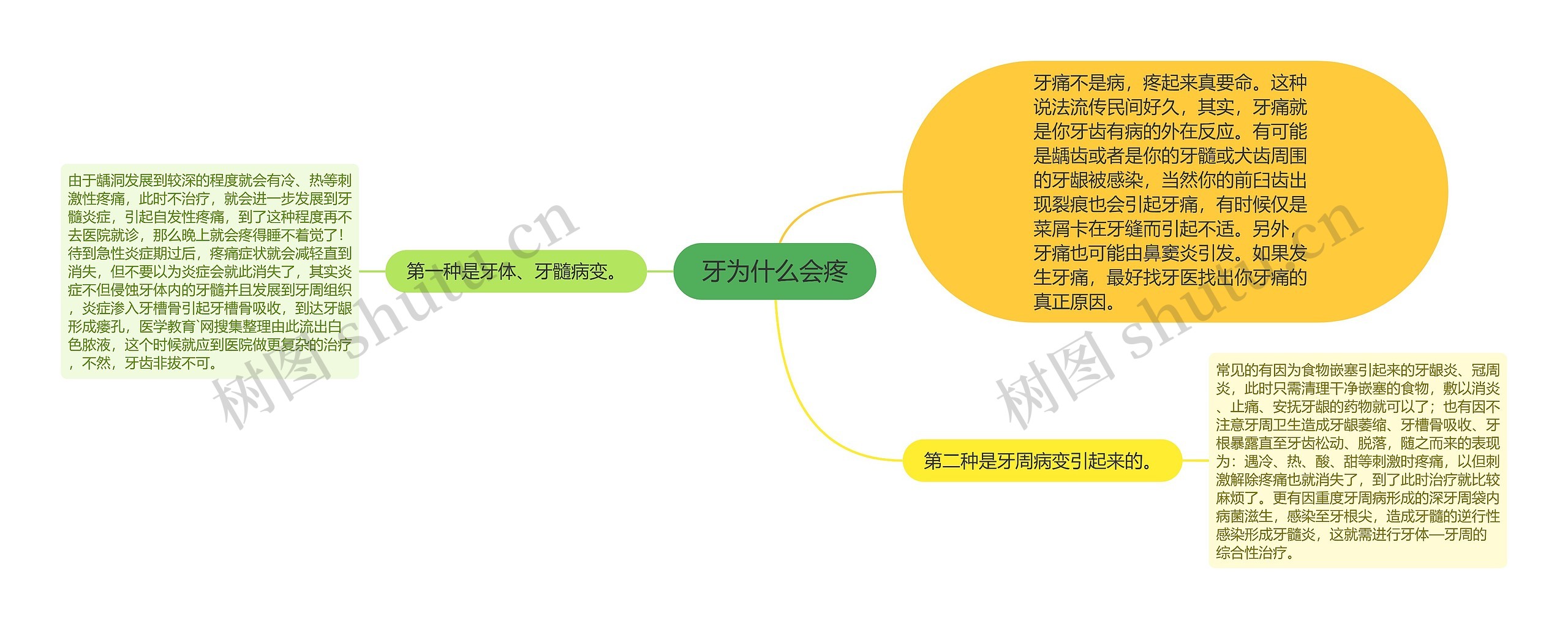 牙为什么会疼思维导图