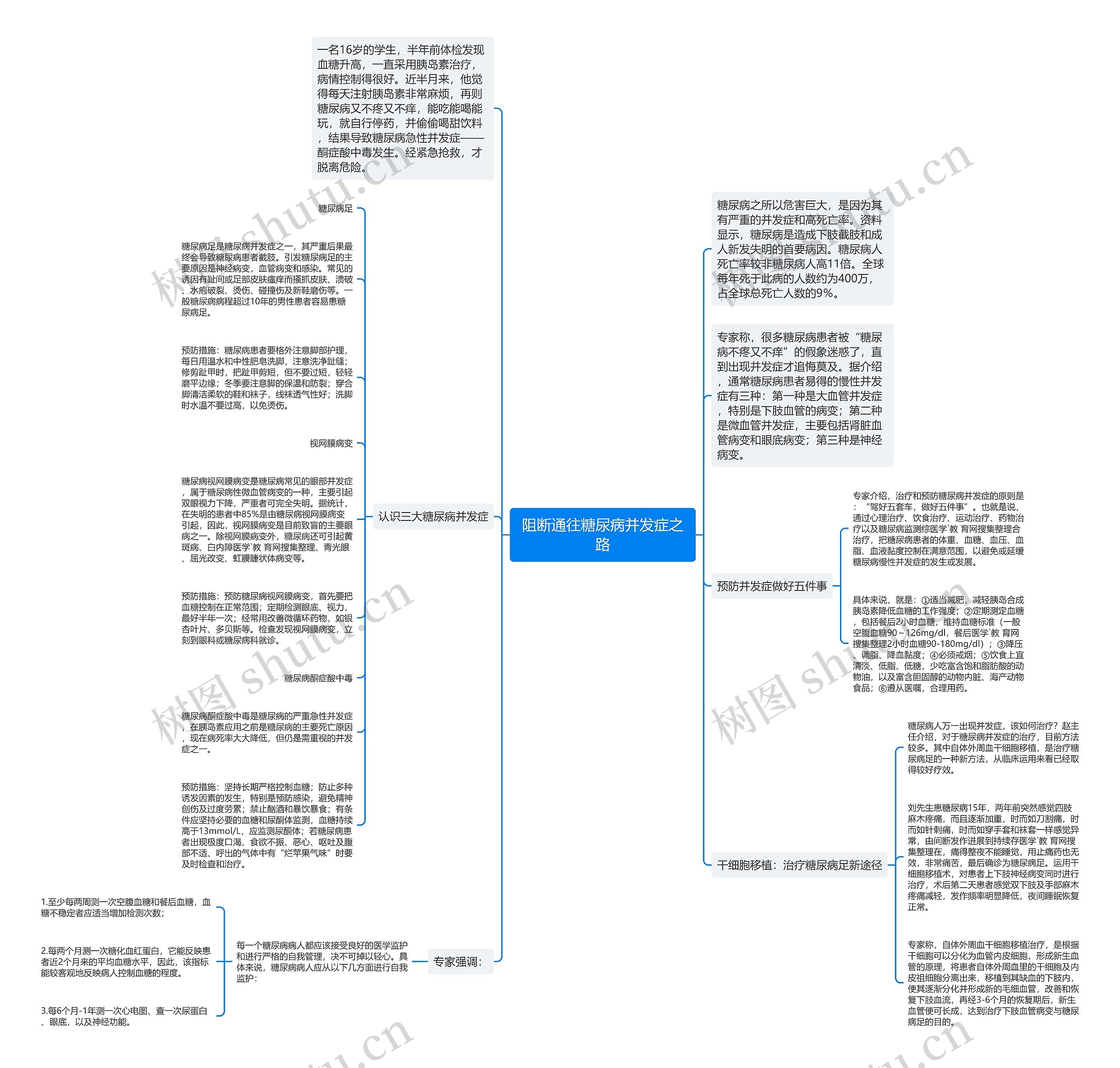 阻断通往糖尿病并发症之路思维导图