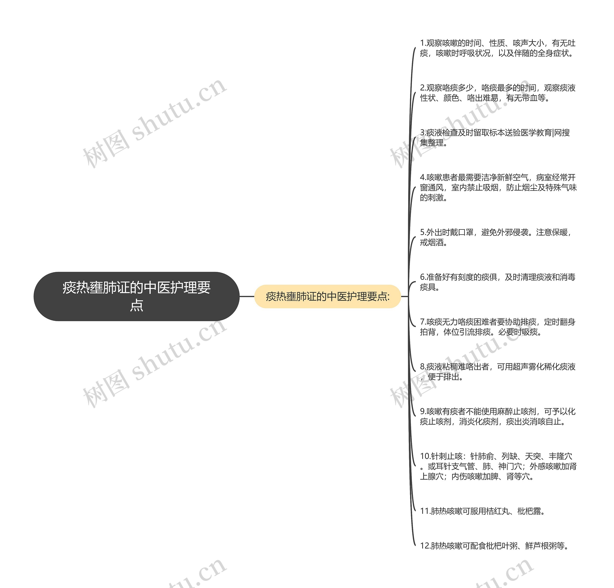 痰热壅肺证的中医护理要点思维导图