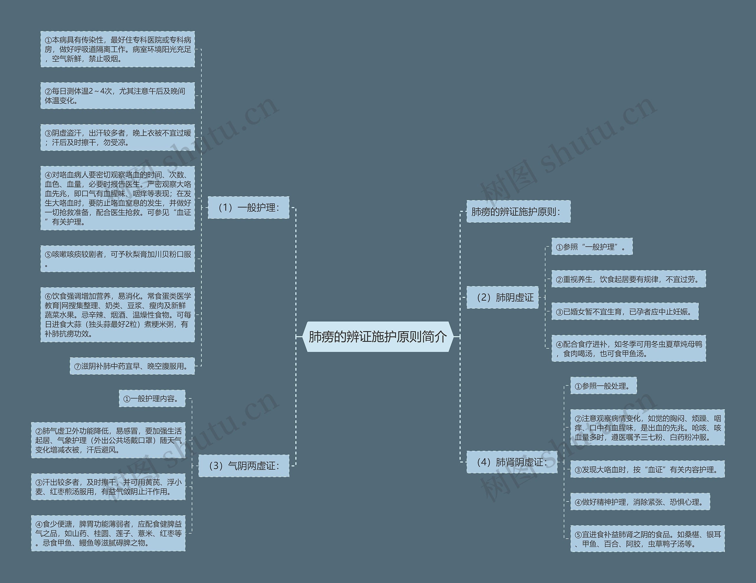 肺痨的辨证施护原则简介思维导图