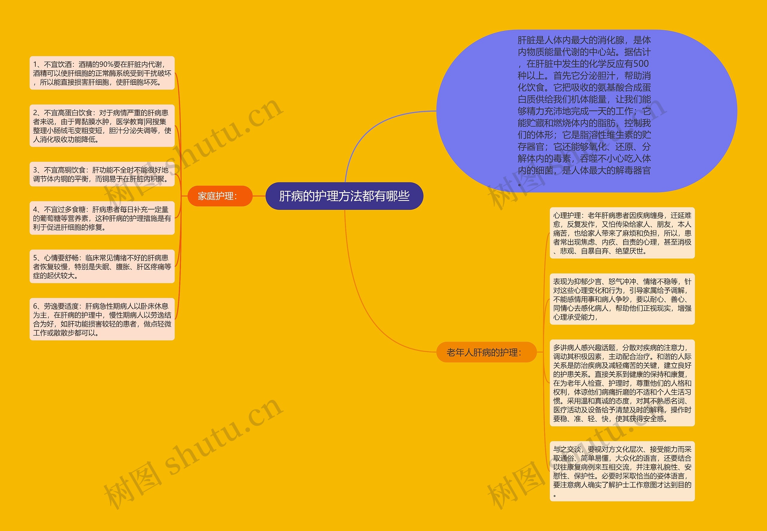 肝病的护理方法都有哪些思维导图