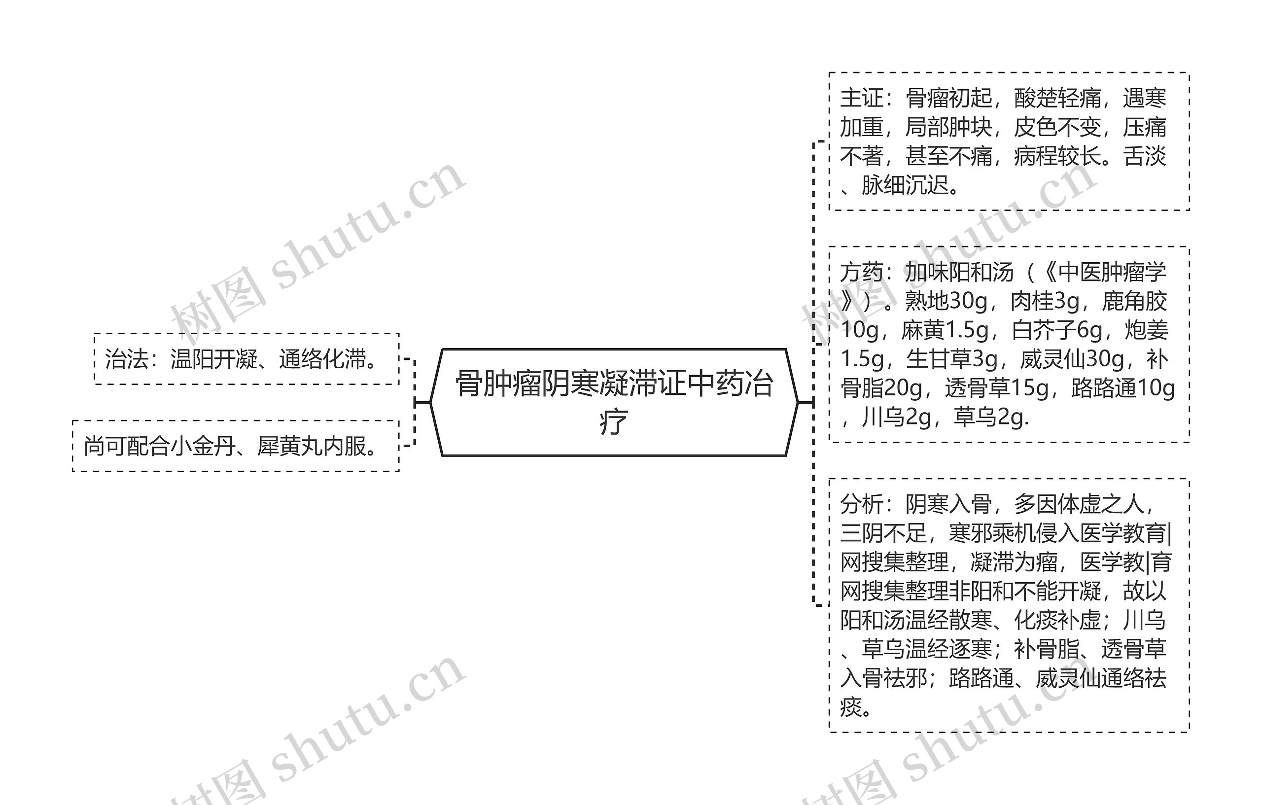 骨肿瘤阴寒凝滞证中药冶疗思维导图