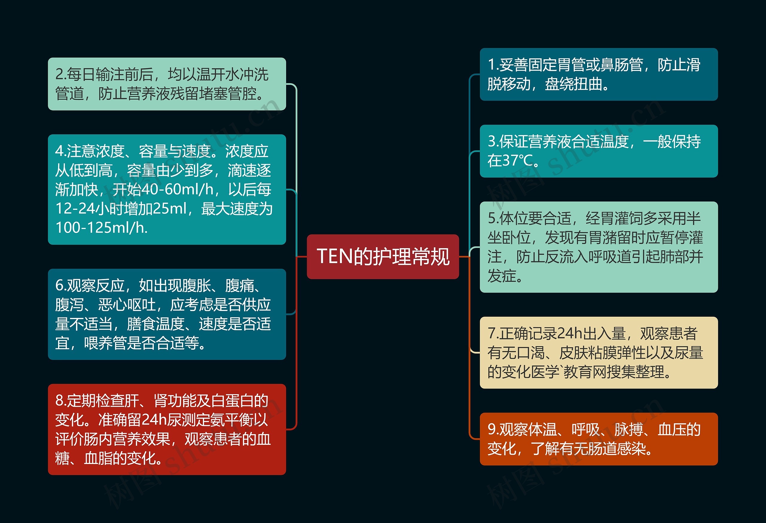 TEN的护理常规思维导图