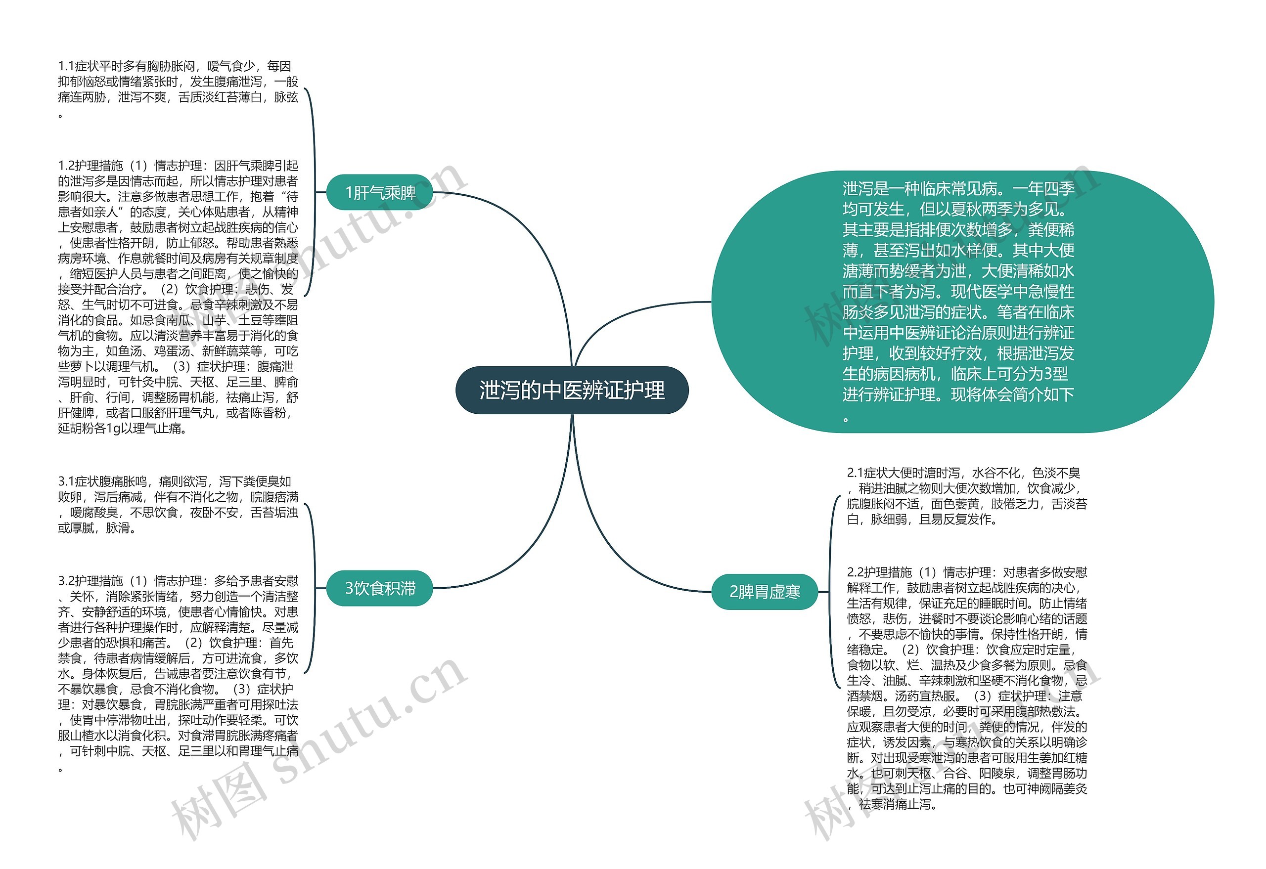 泄泻的中医辨证护理思维导图