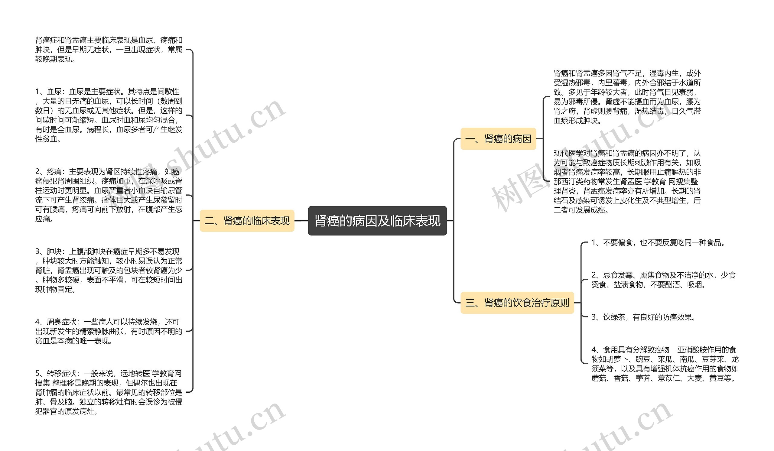 肾癌的病因及临床表现思维导图