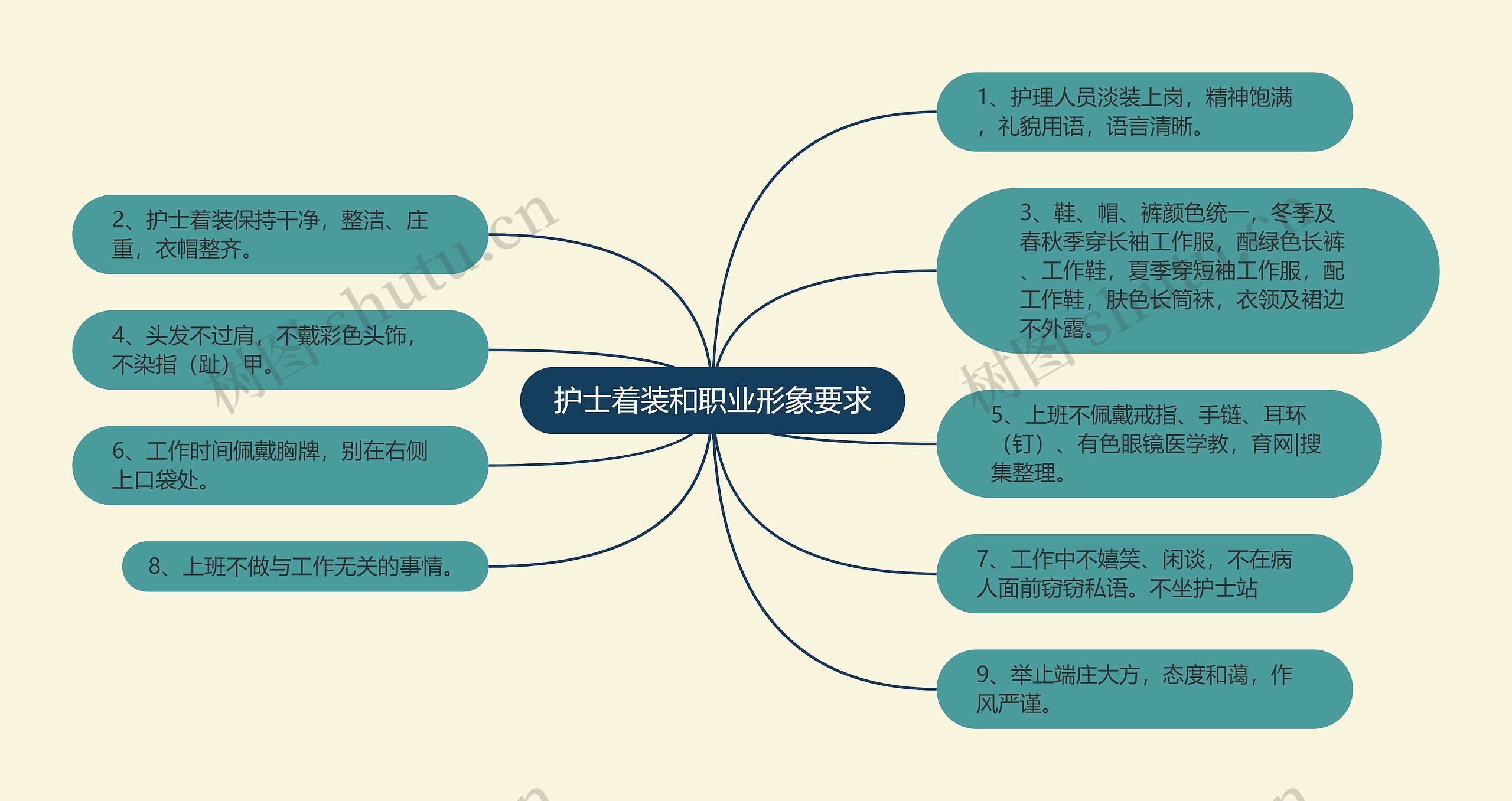 护士着装和职业形象要求思维导图