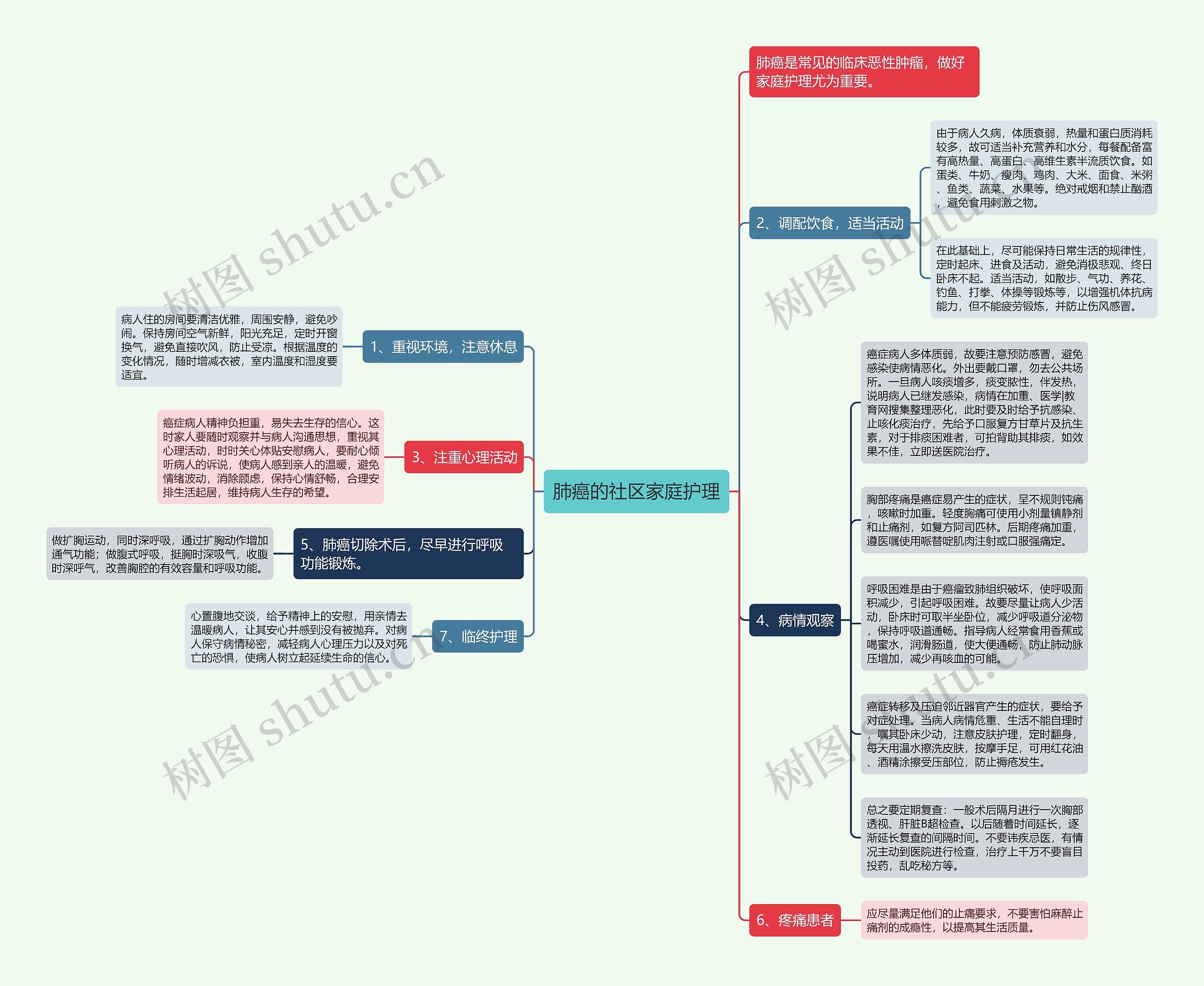 肺癌的社区家庭护理思维导图