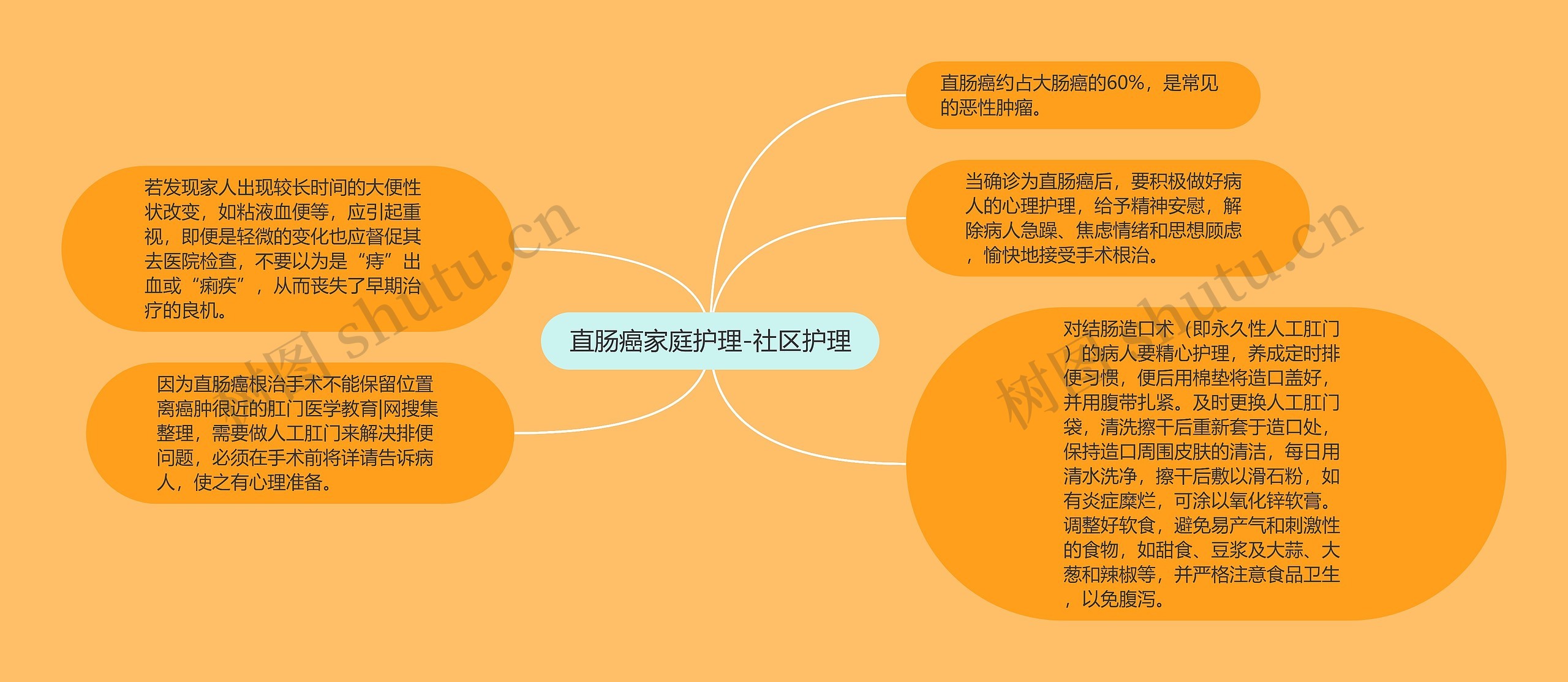 直肠癌家庭护理-社区护理思维导图