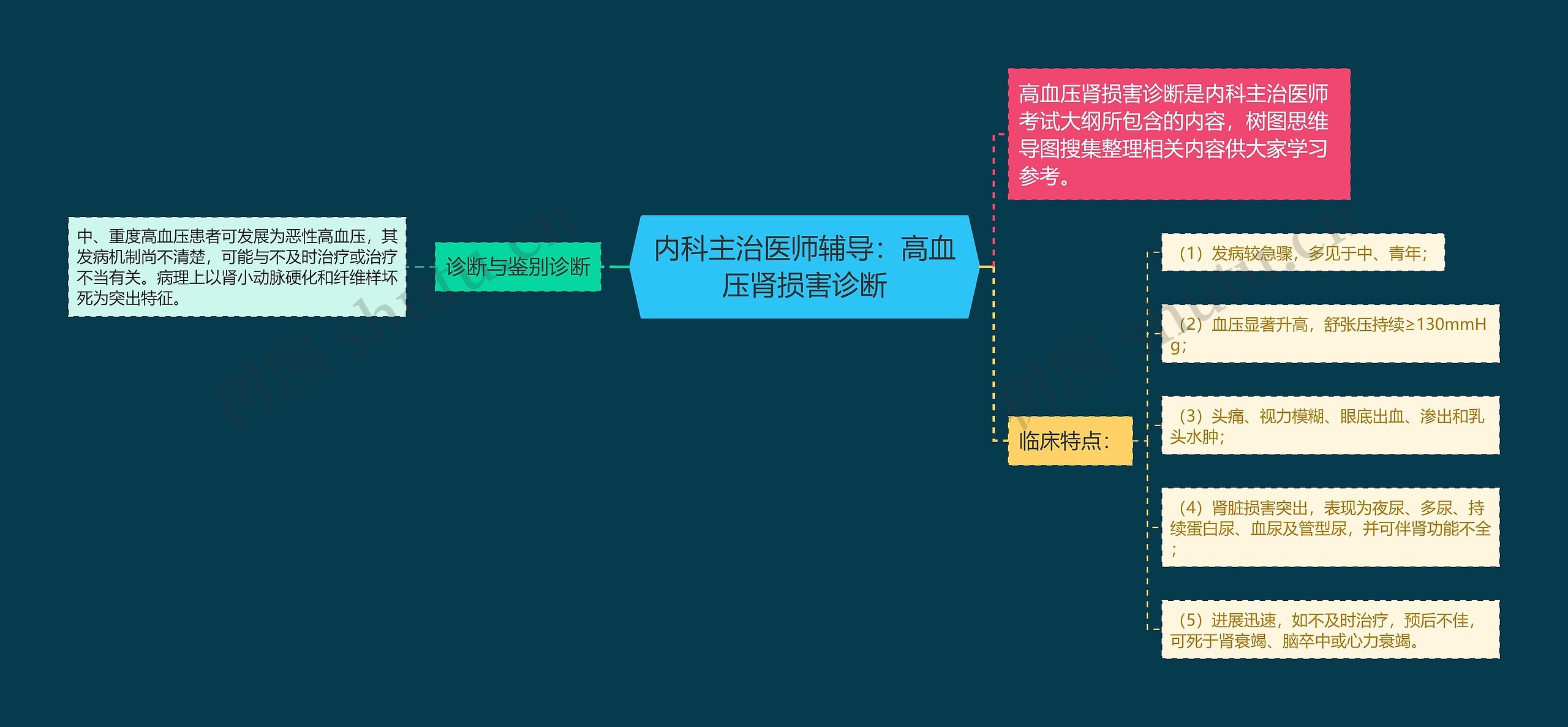 内科主治医师辅导：高血压肾损害诊断思维导图