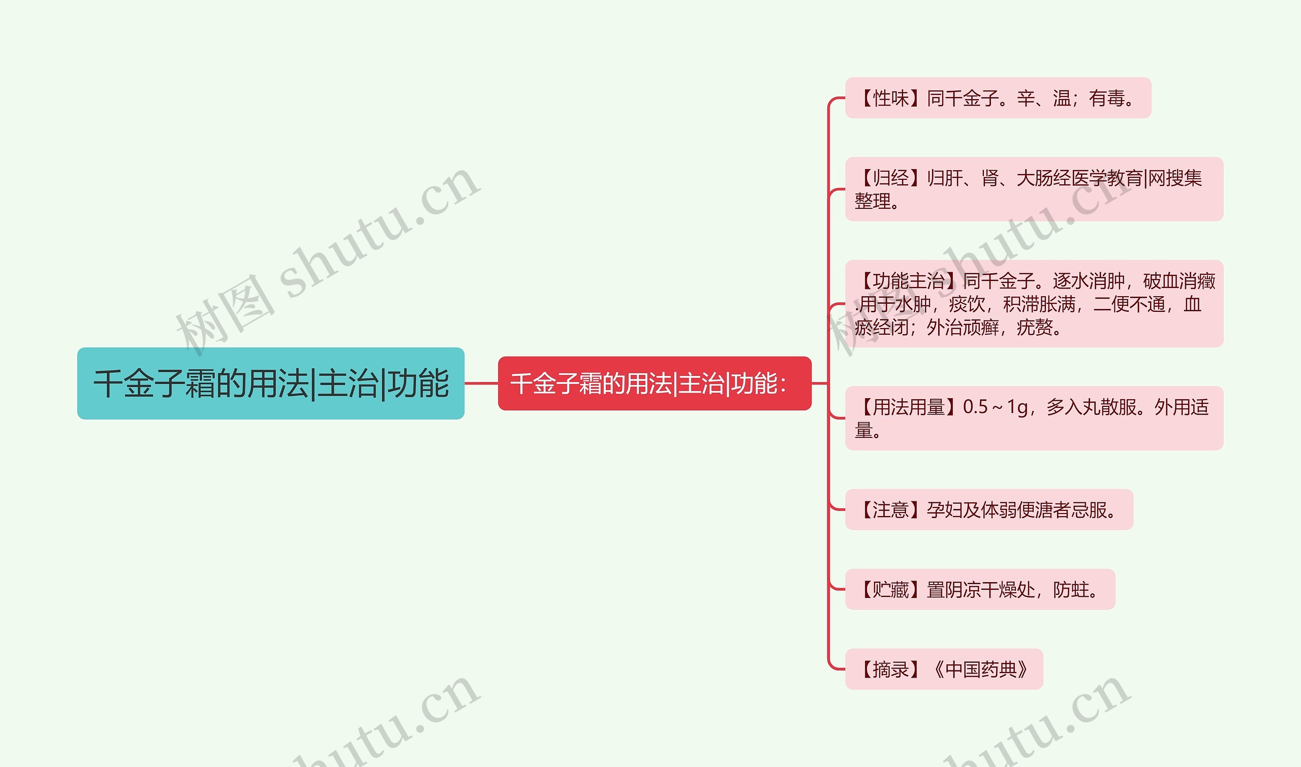 千金子霜的用法|主治|功能思维导图