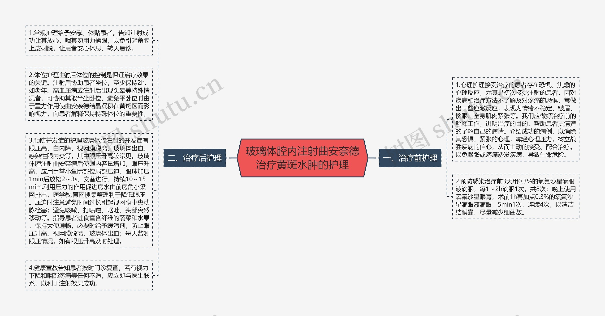 玻璃体腔内注射曲安奈德治疗黄斑水肿的护理思维导图