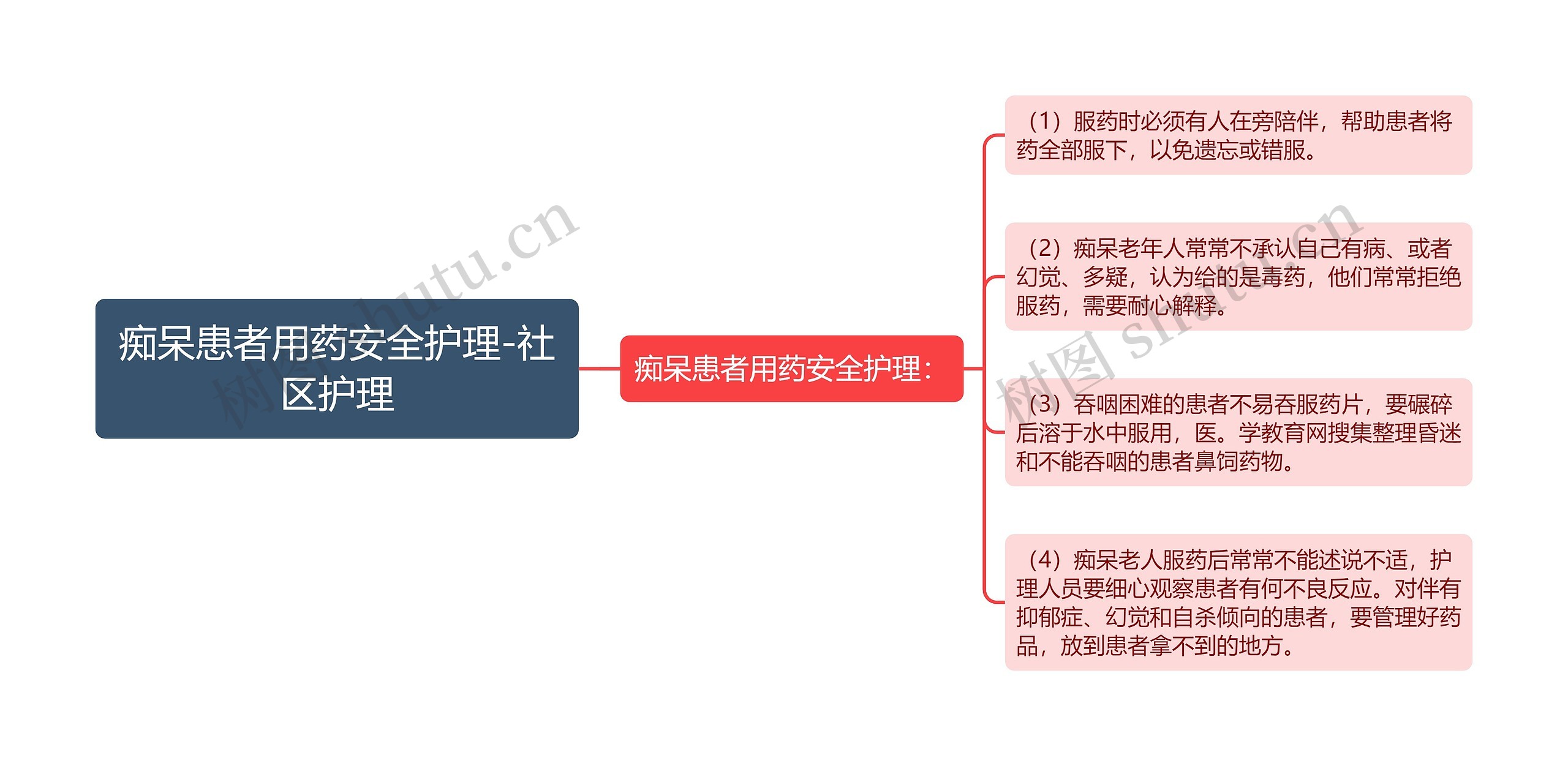 痴呆患者用药安全护理-社区护理思维导图