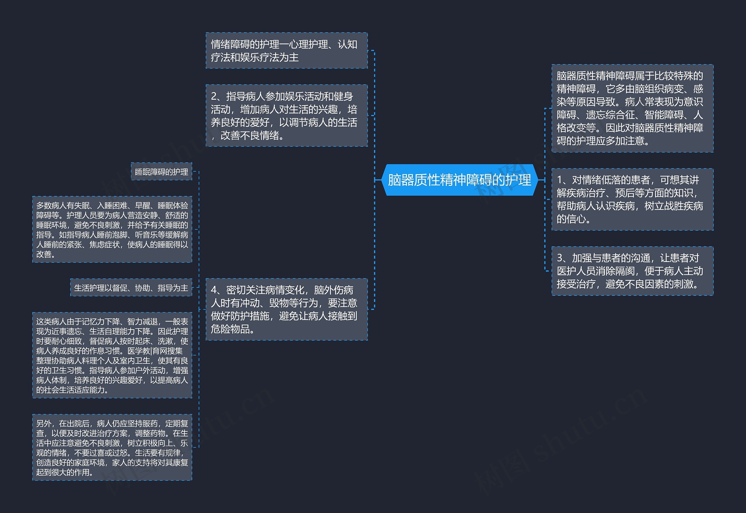 脑器质性精神障碍的护理思维导图