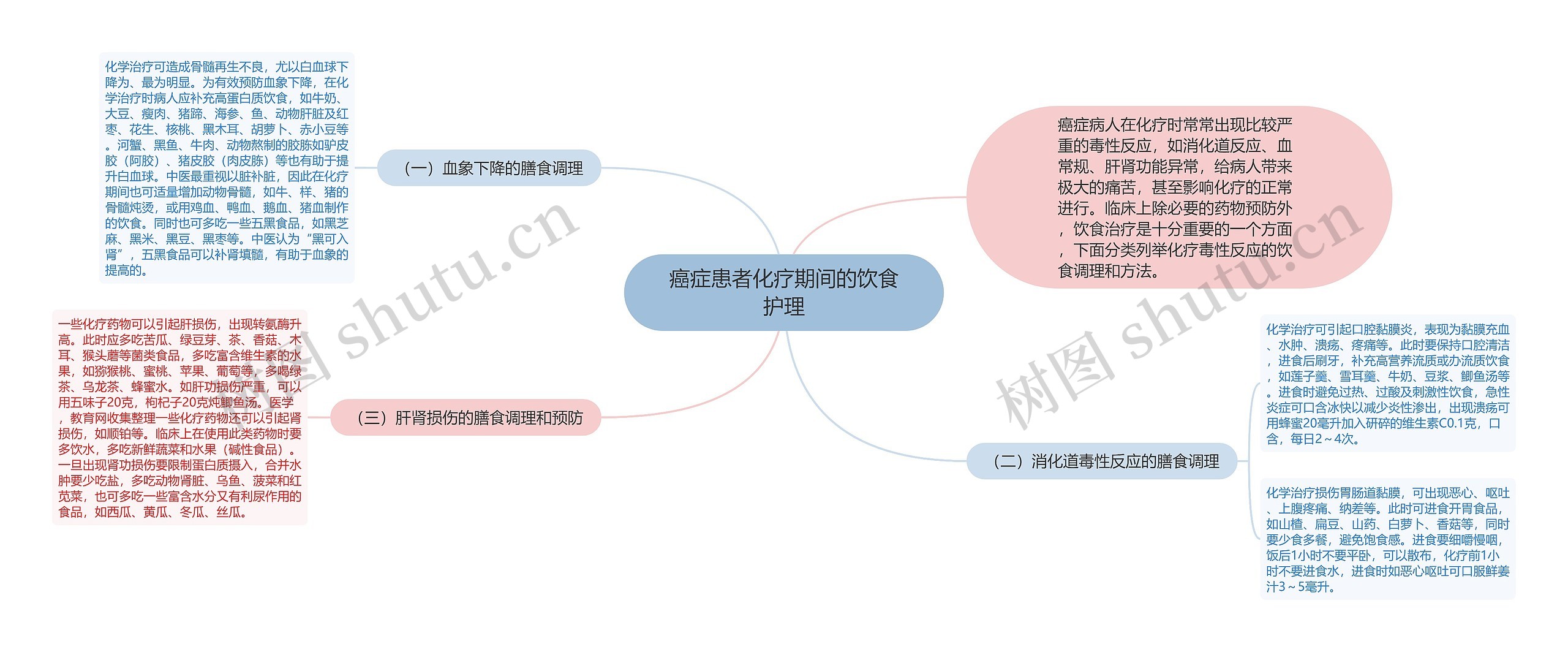 癌症患者化疗期间的饮食护理思维导图