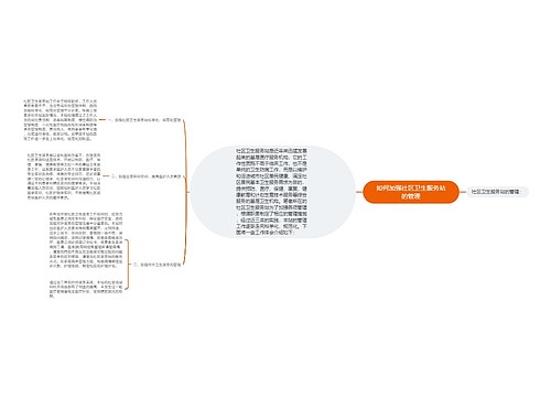 如何加强社区卫生服务站的管理