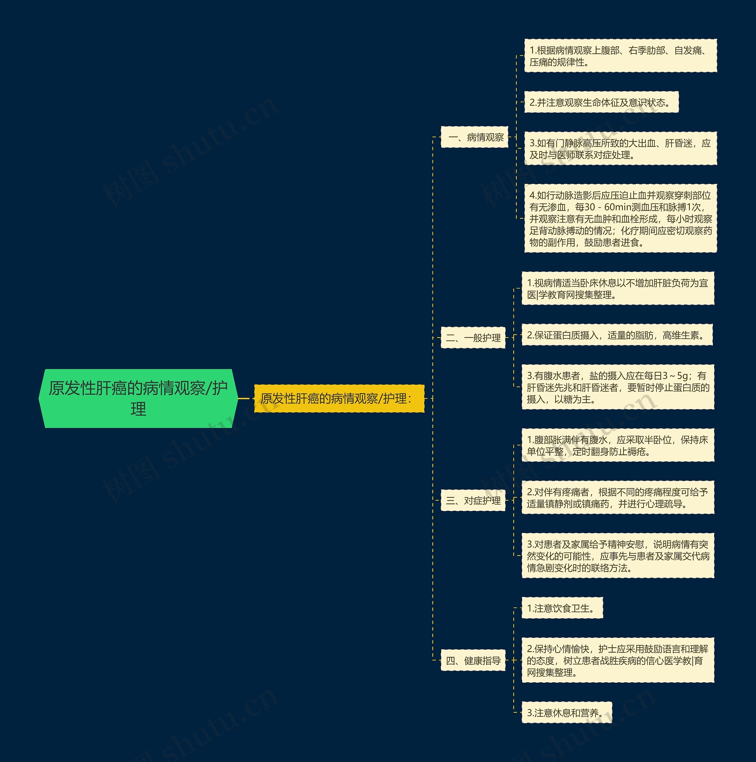 原发性肝癌的病情观察/护理思维导图
