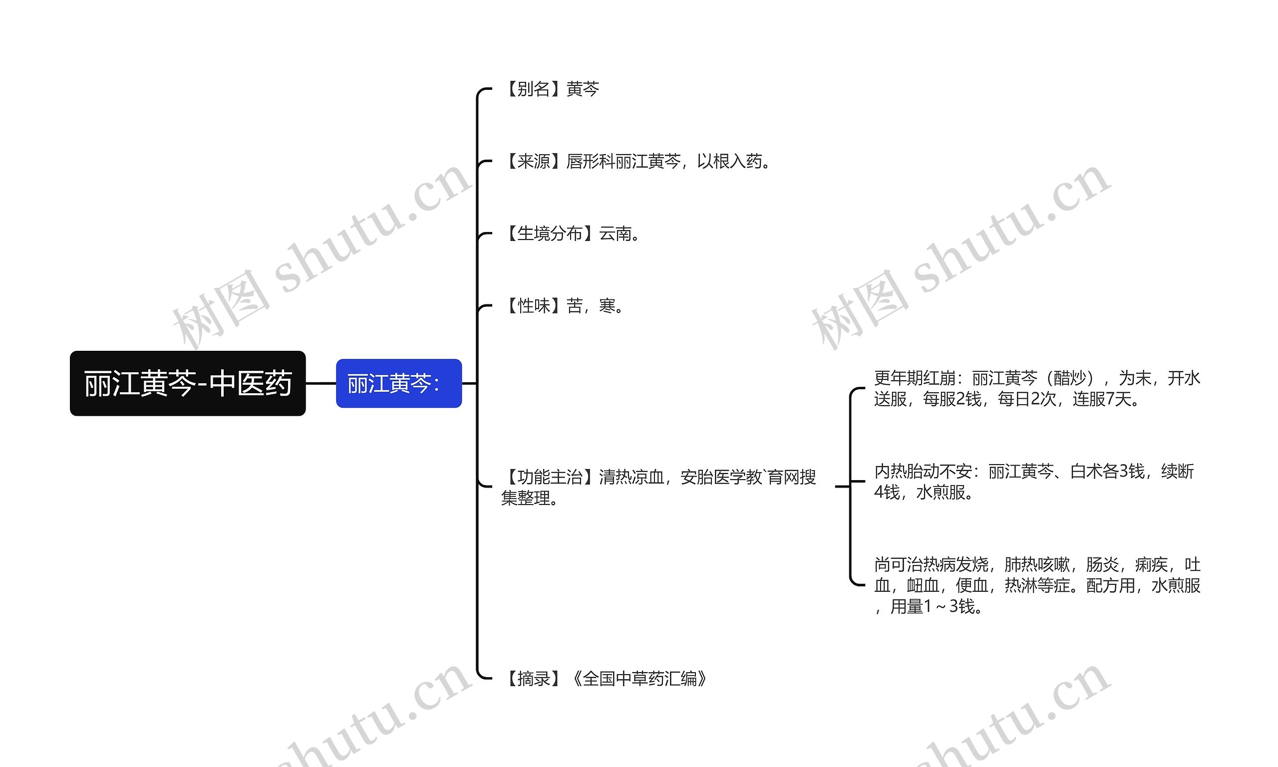 丽江黄芩-中医药思维导图