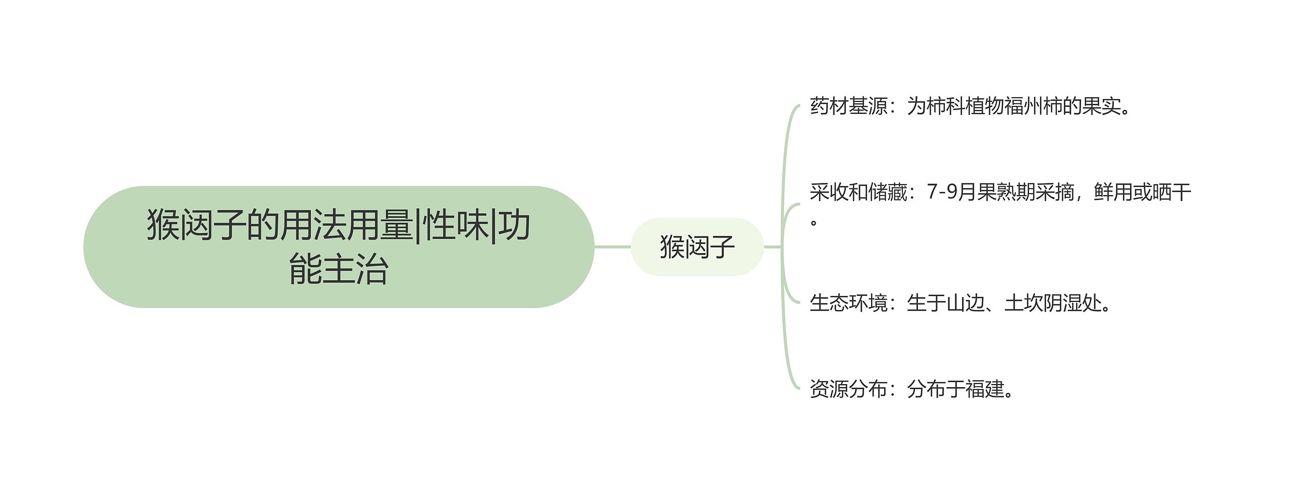 猴闼子的用法用量|性味|功能主治思维导图