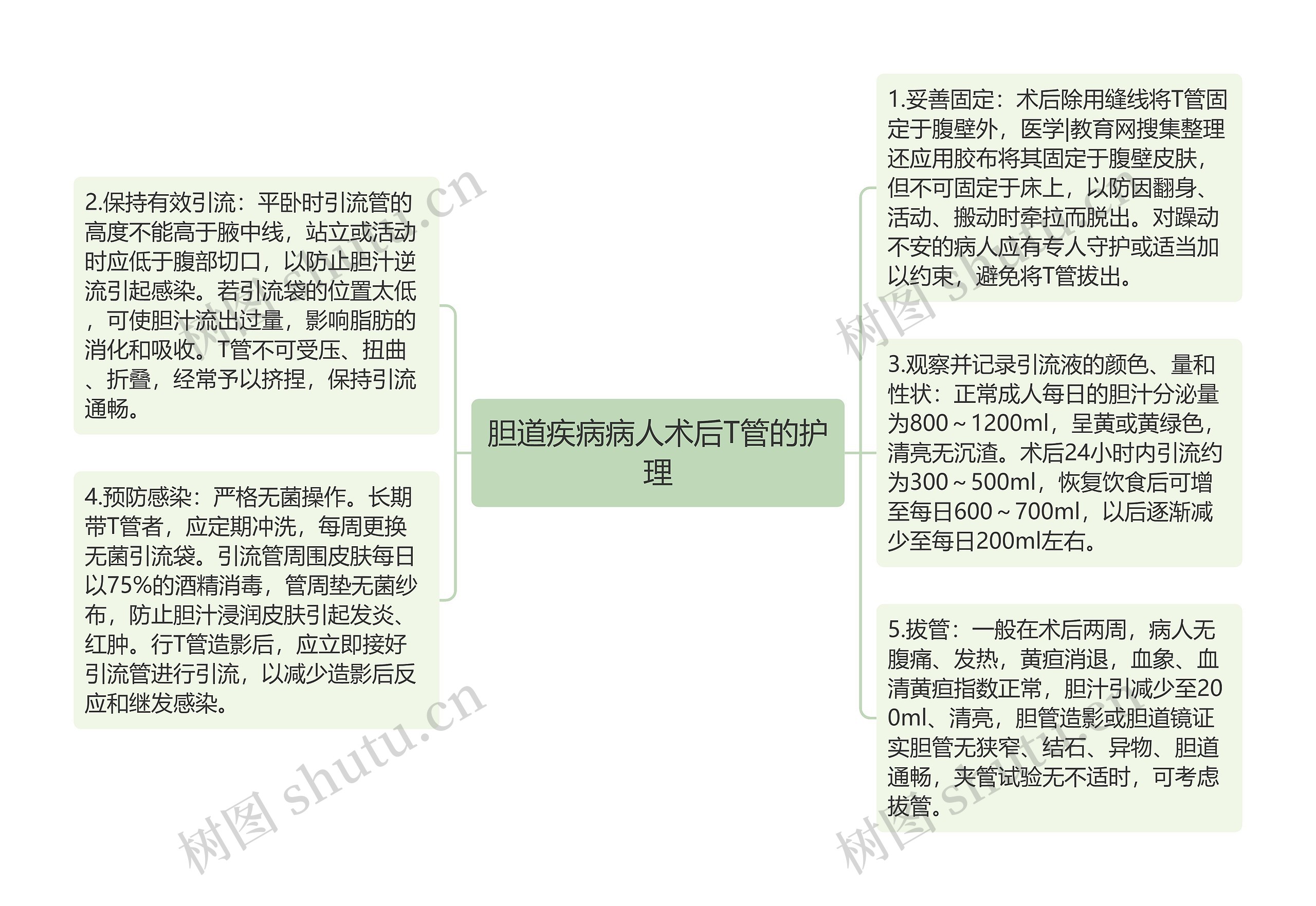 胆道疾病病人术后T管的护理思维导图