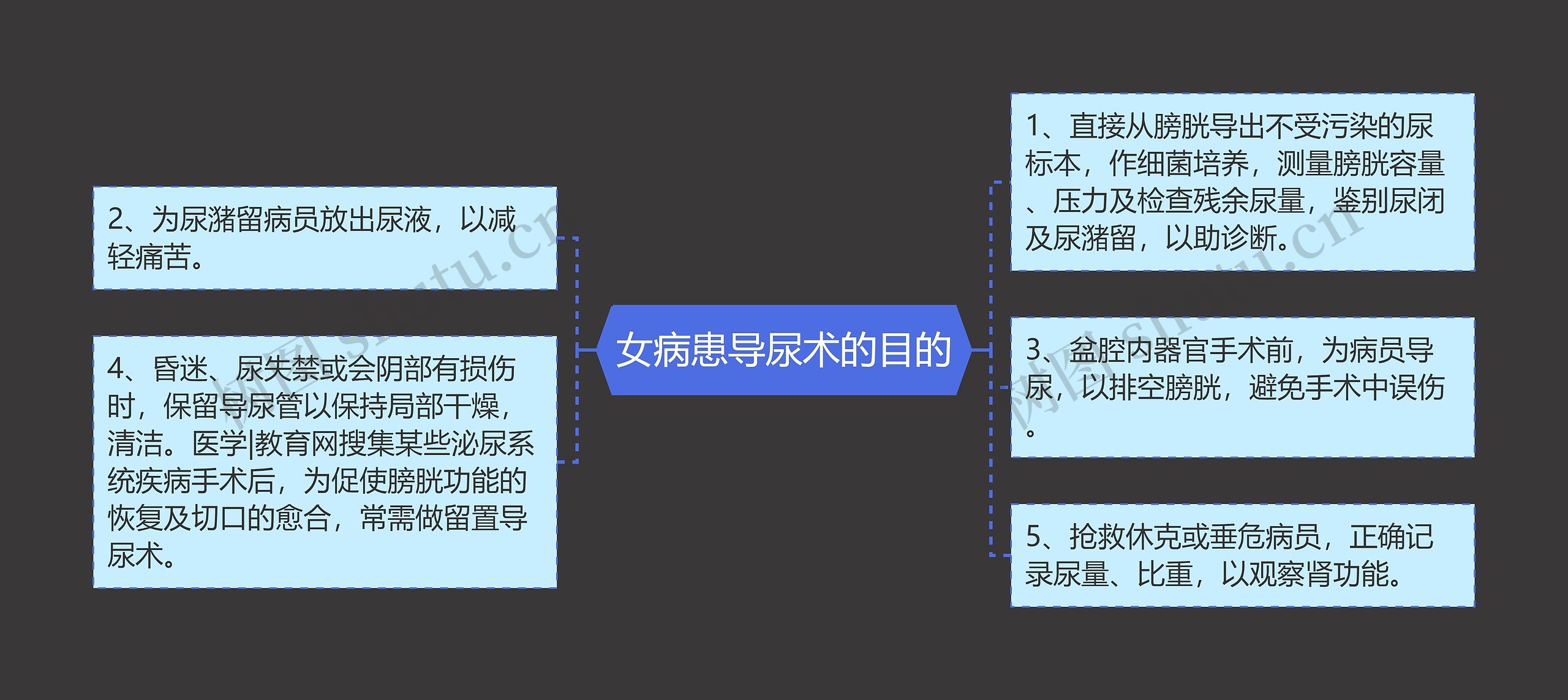 女病患导尿术的目的思维导图