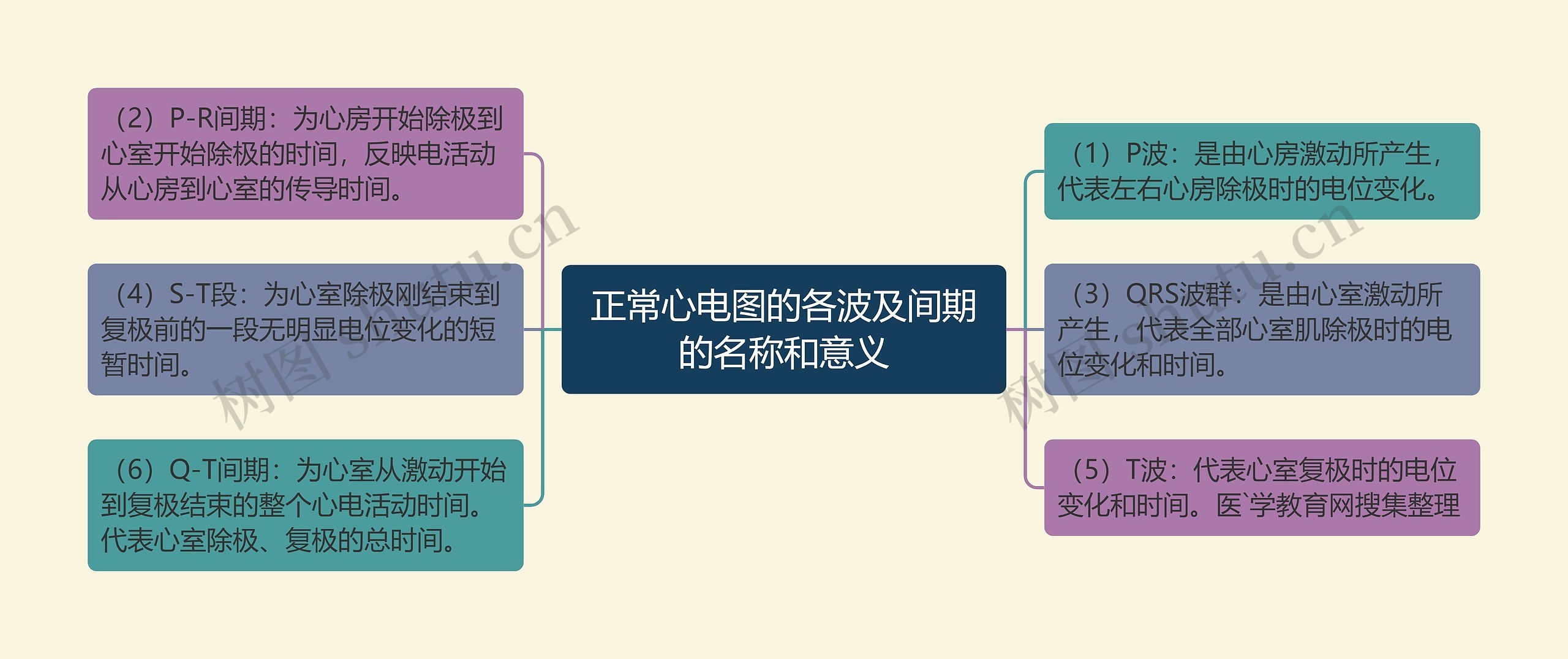 正常心电图的各波及间期的名称和意义思维导图