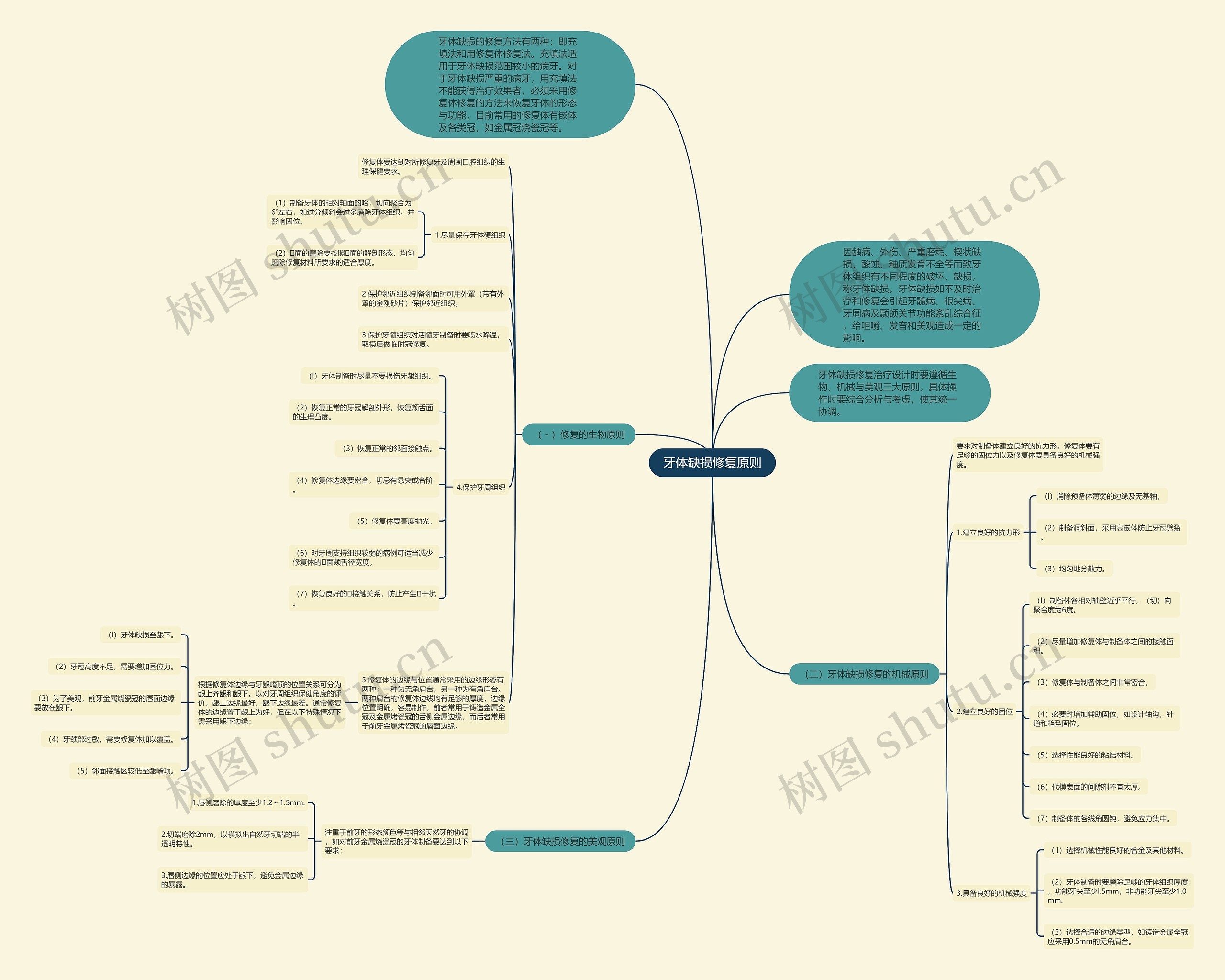 牙体缺损修复原则思维导图