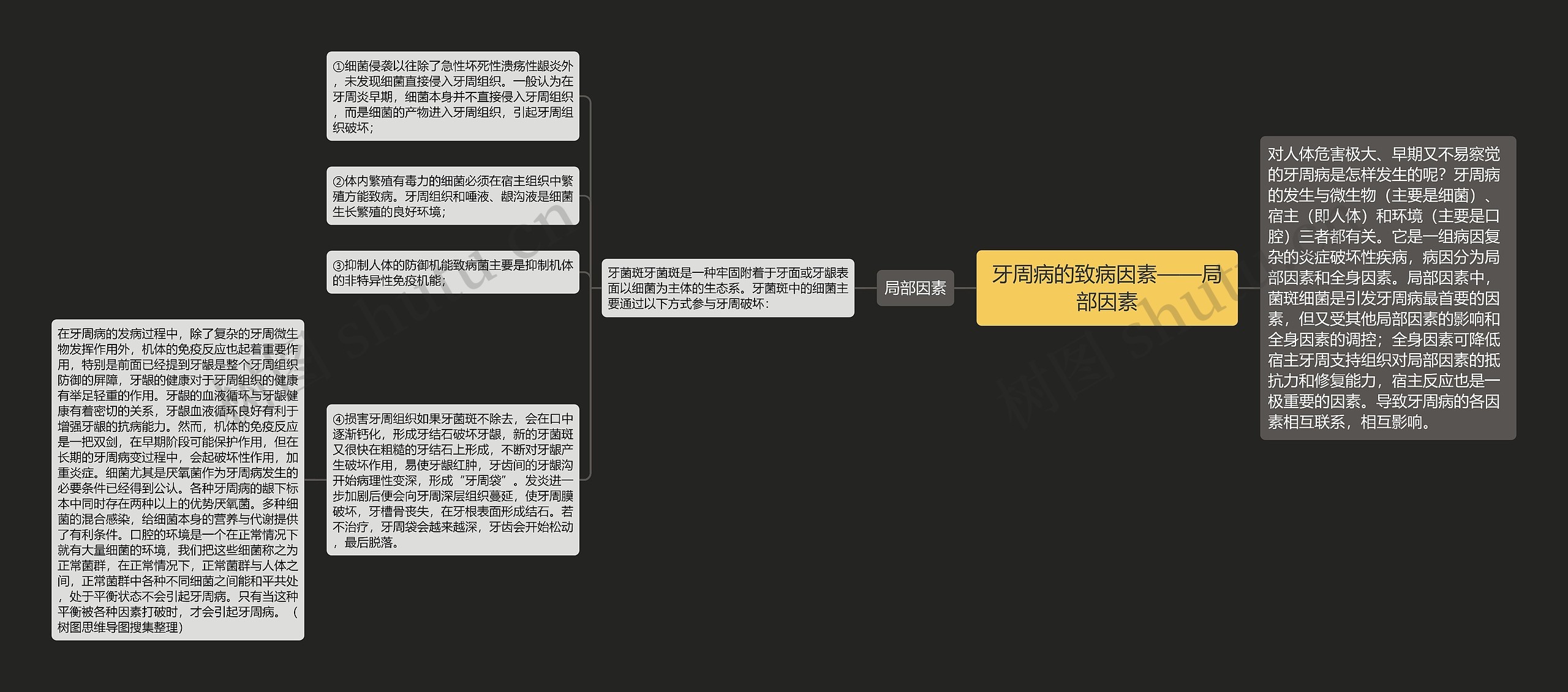 牙周病的致病因素——局部因素思维导图