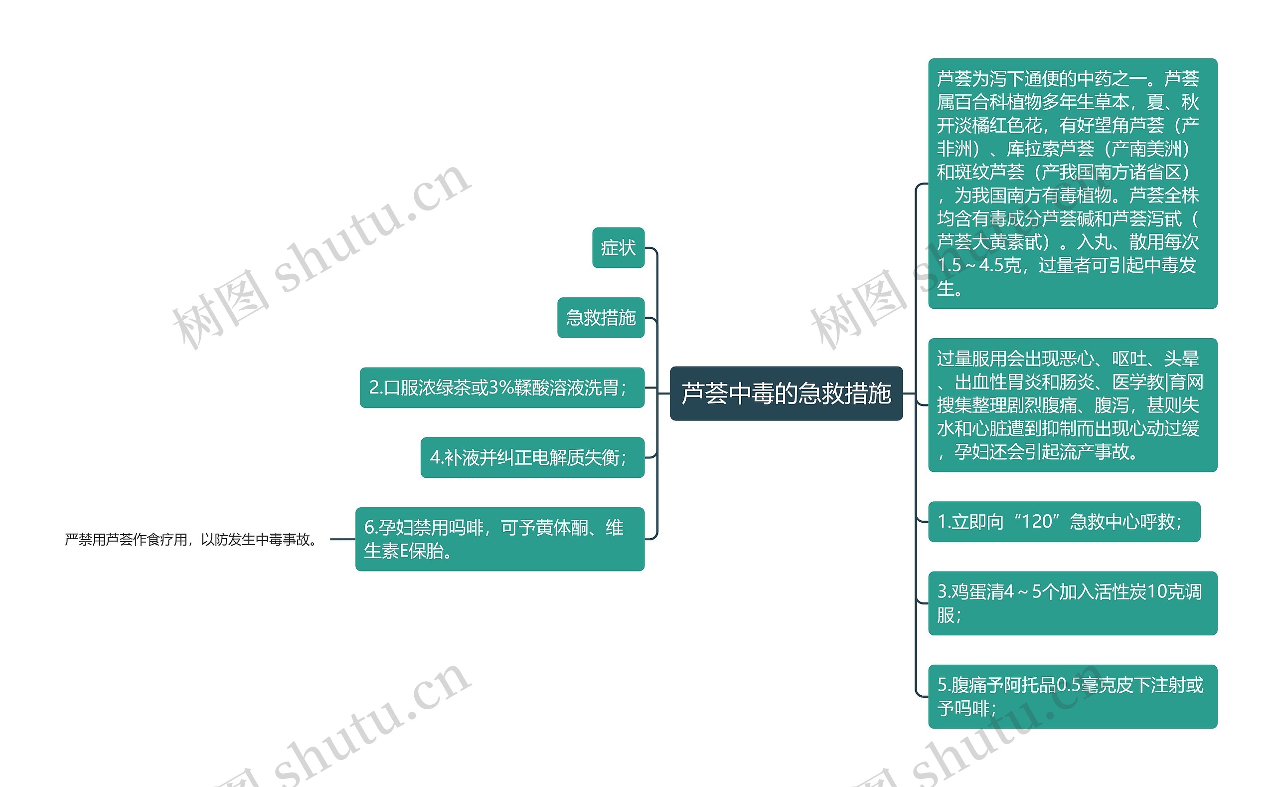 芦荟中毒的急救措施思维导图