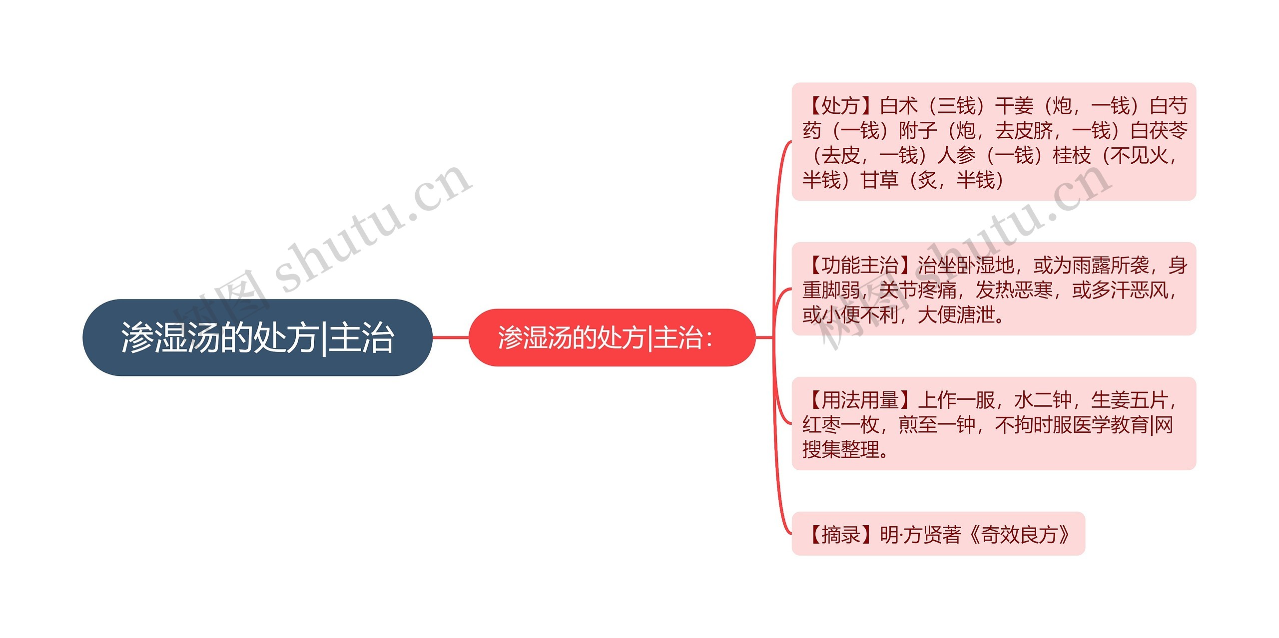 渗湿汤的处方|主治思维导图