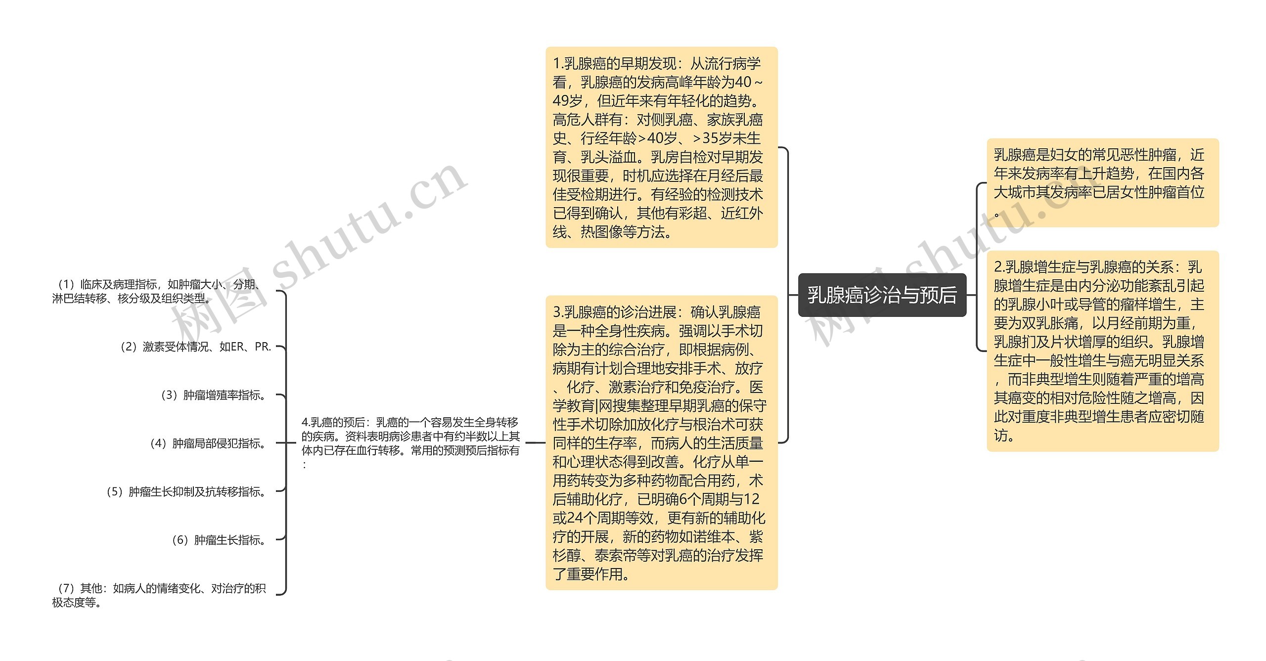 乳腺癌诊治与预后思维导图