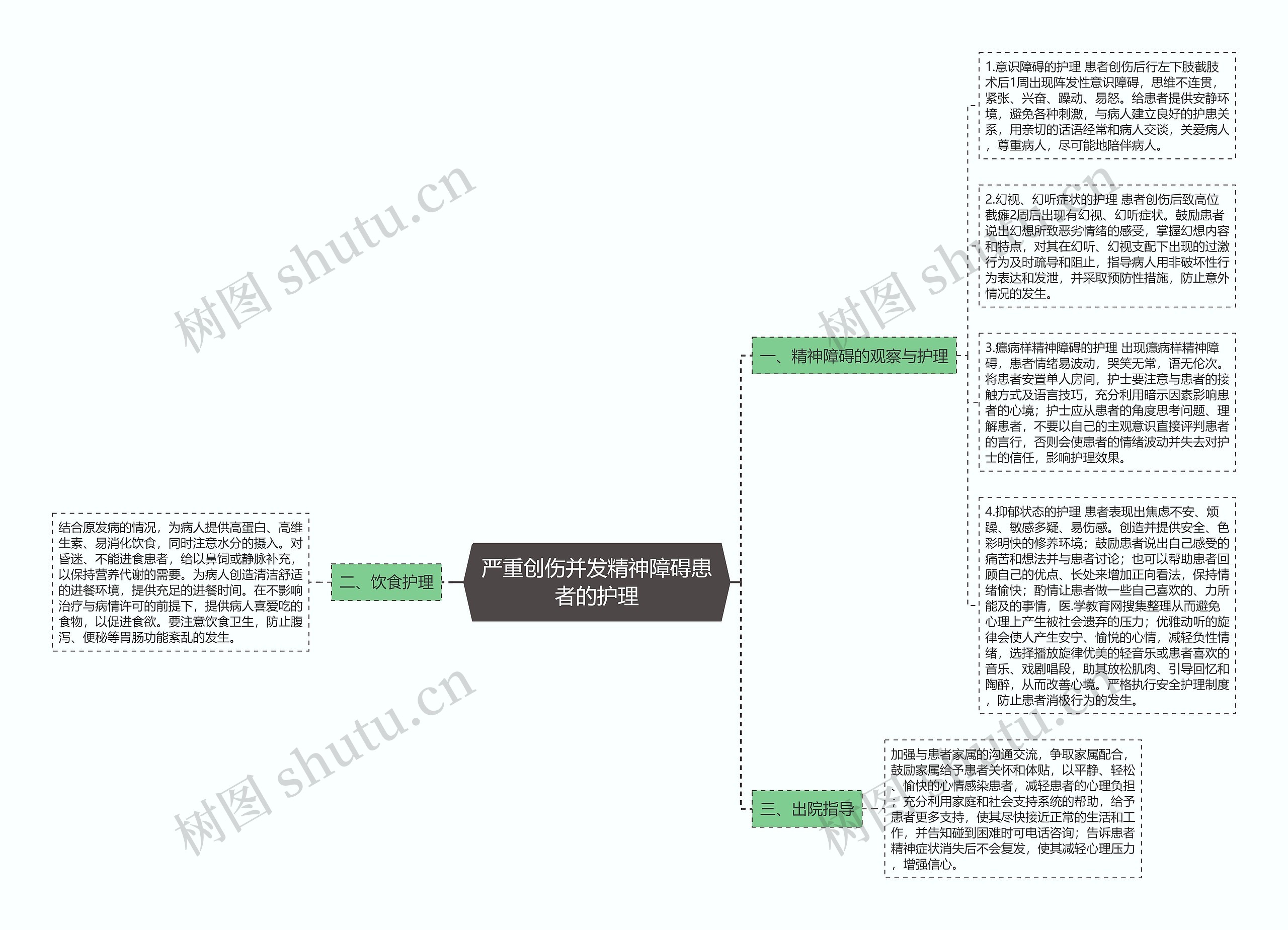 严重创伤并发精神障碍患者的护理思维导图