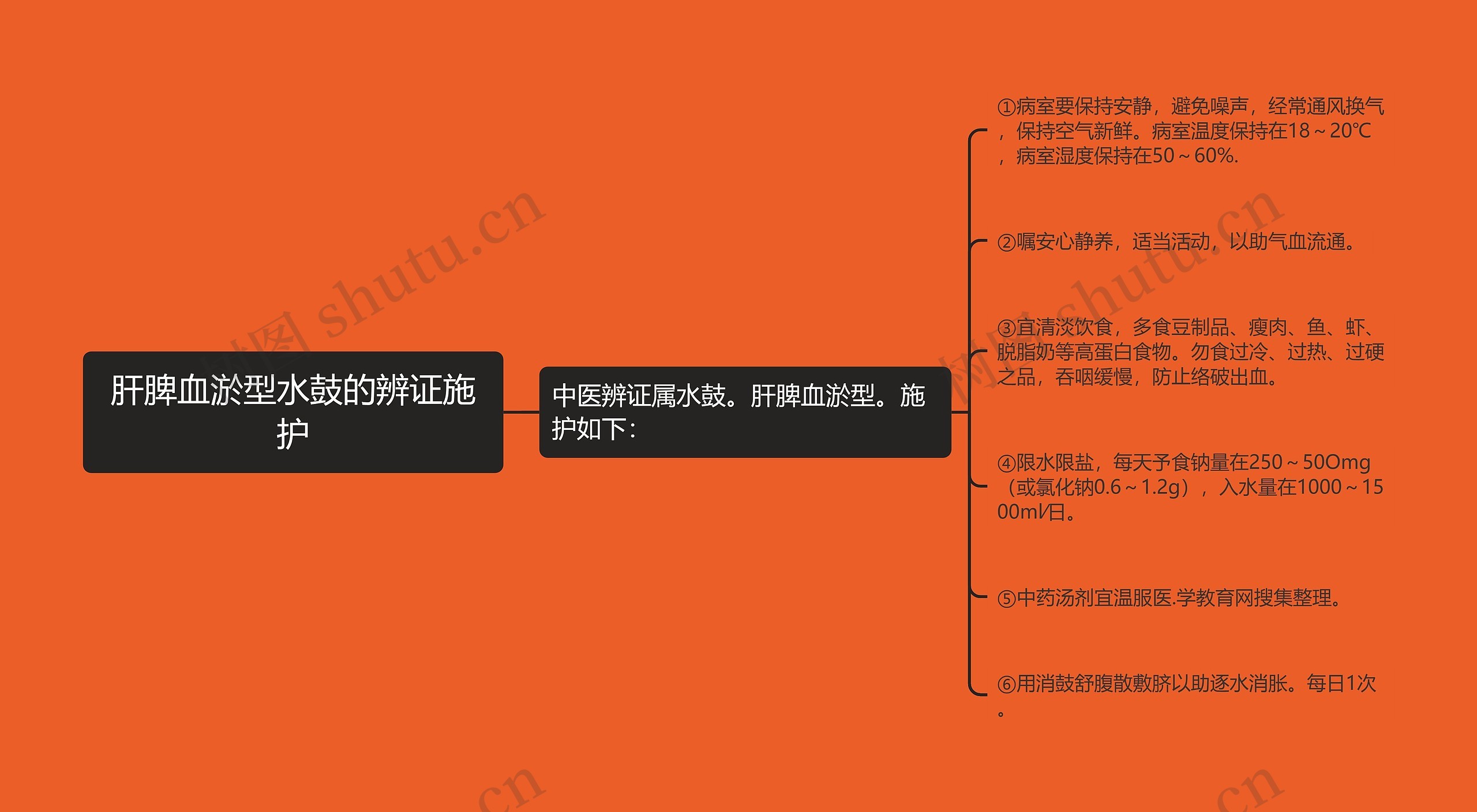 肝脾血淤型水鼓的辨证施护思维导图