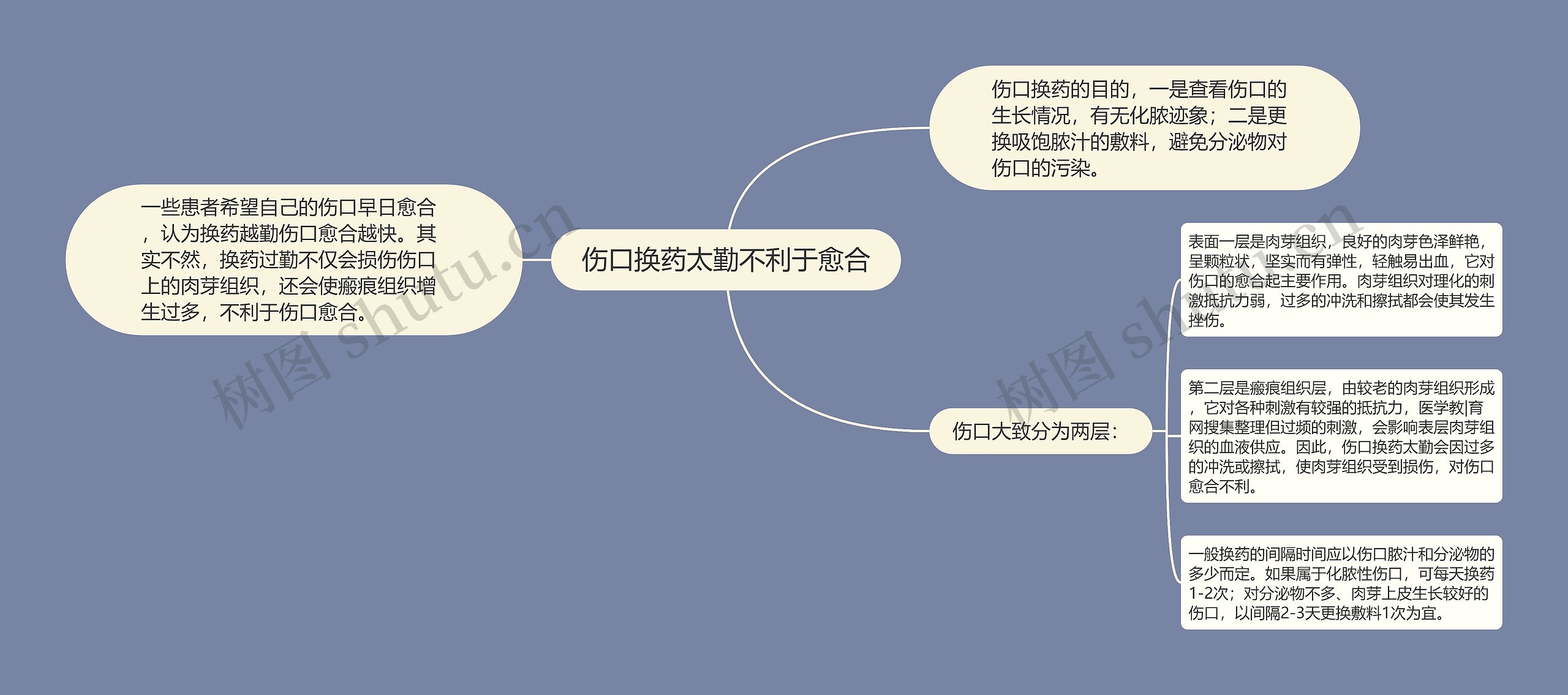 伤口换药太勤不利于愈合思维导图