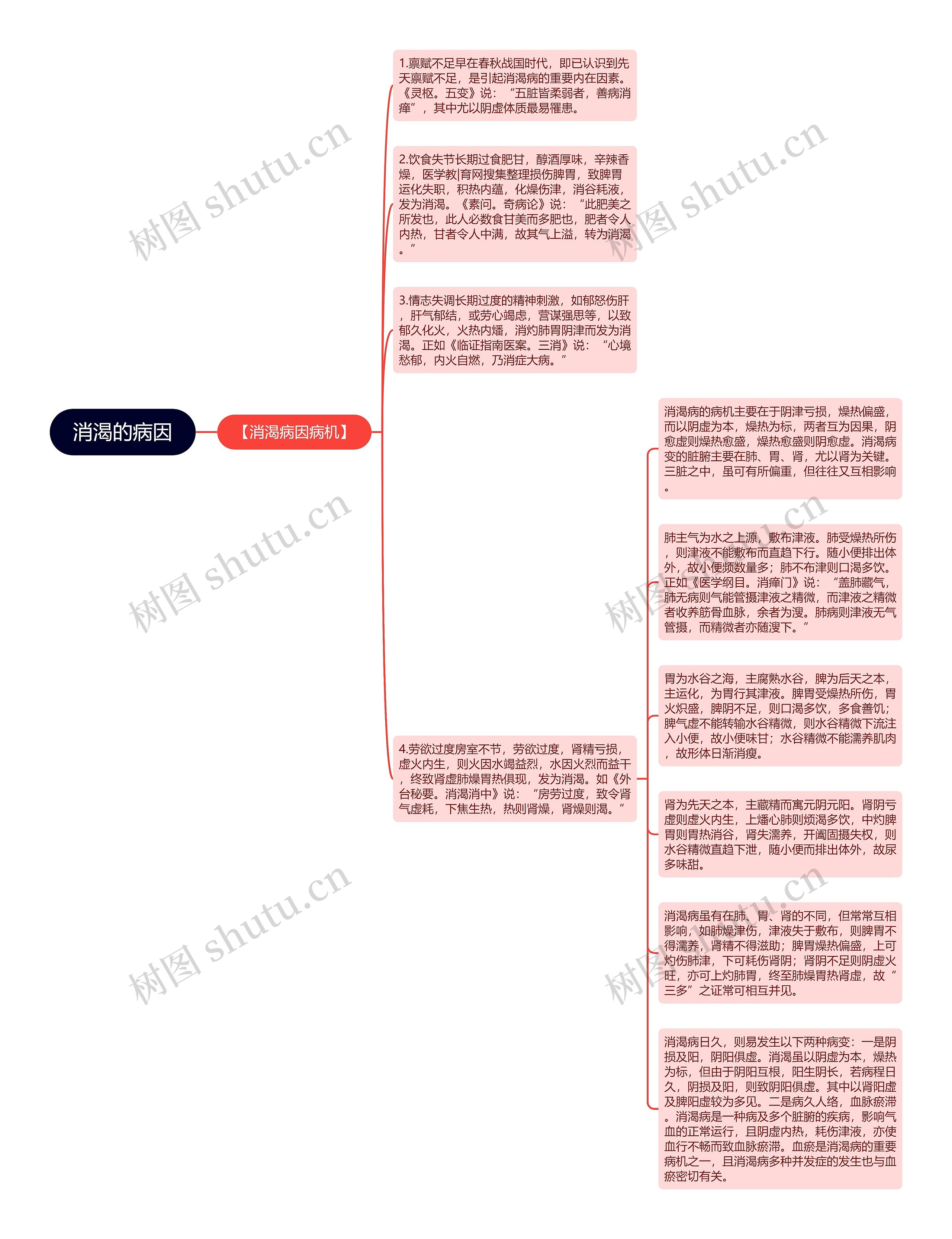 消渴的病因思维导图