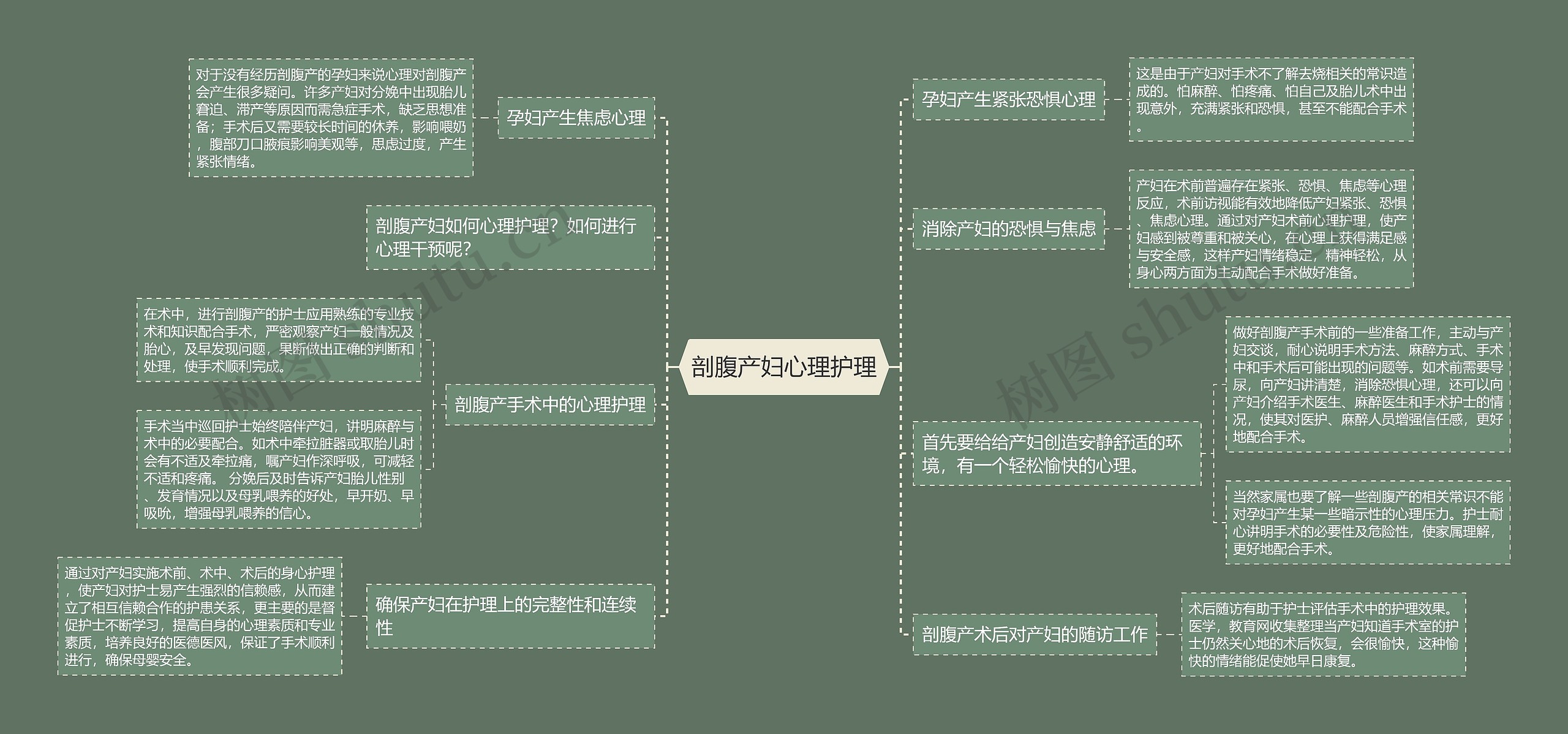 剖腹产妇心理护理思维导图
