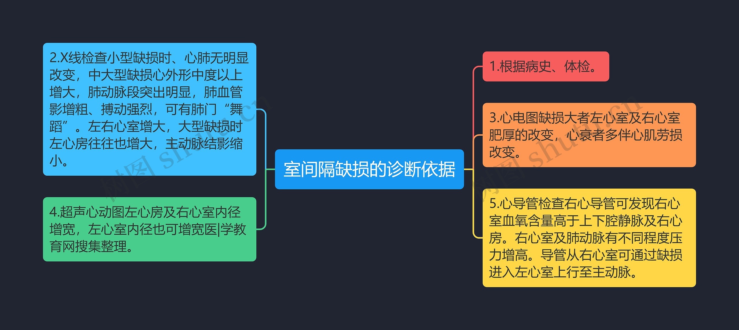 室间隔缺损的诊断依据思维导图