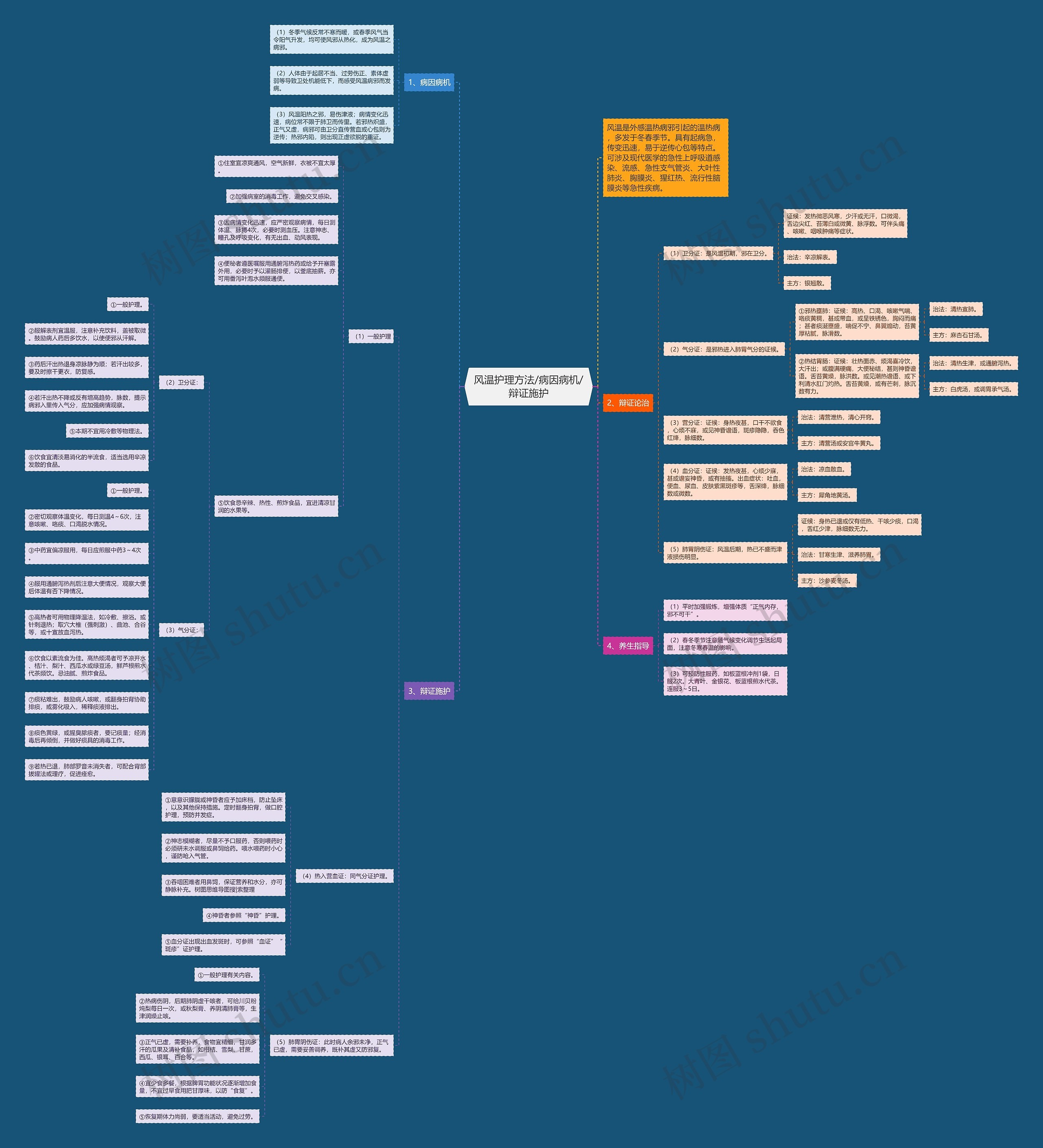 风温护理方法/病因病机/辩证施护思维导图