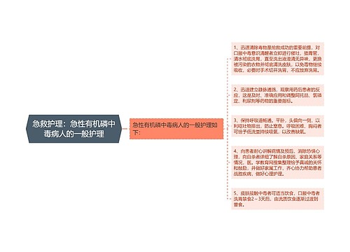 急救护理：急性有机磷中毒病人的一般护理