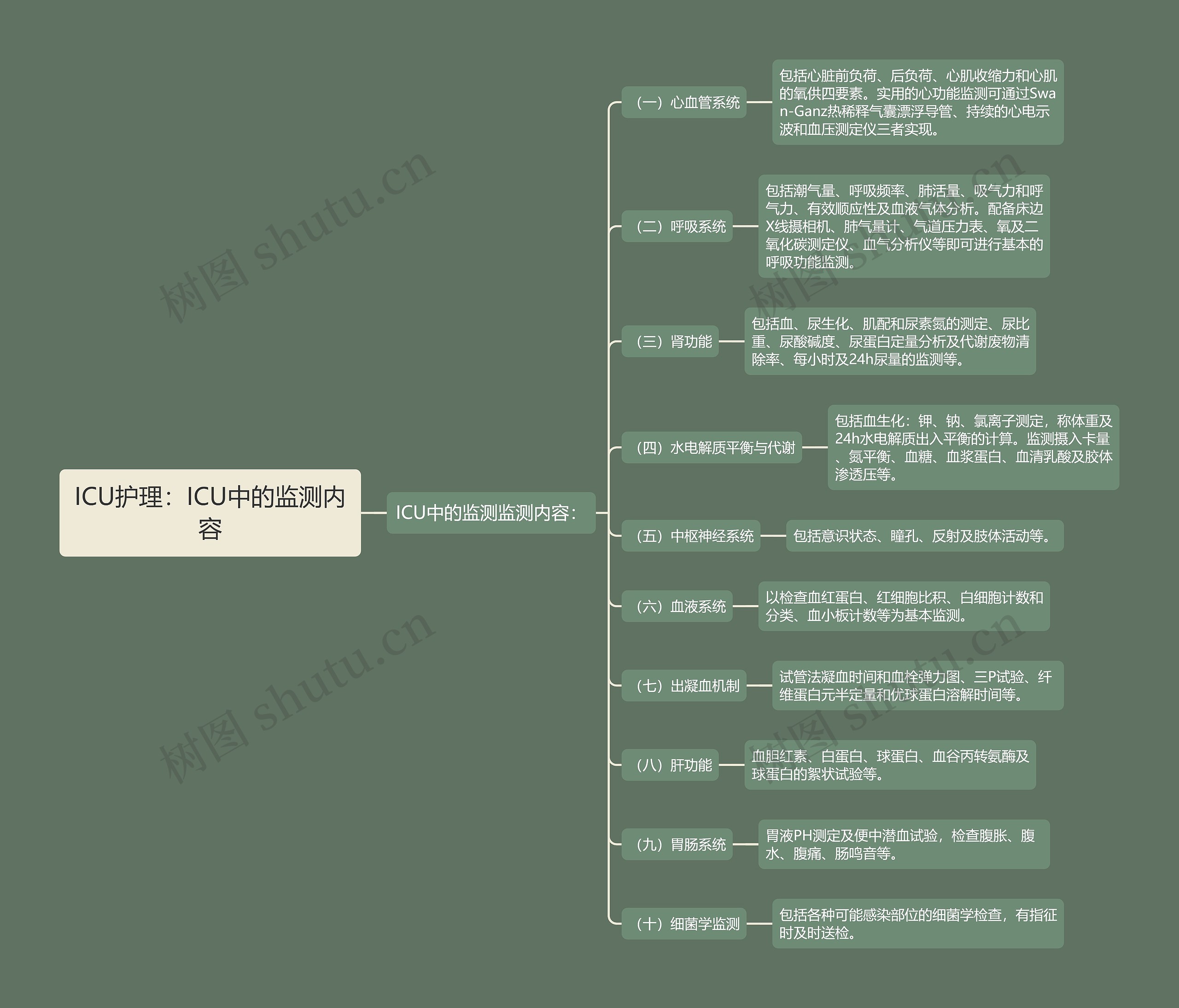 ICU护理：ICU中的监测内容思维导图