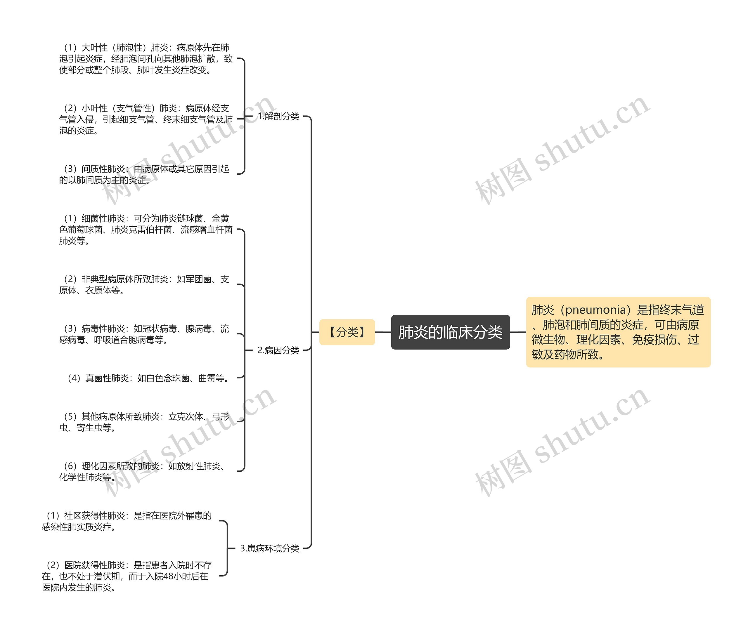 肺炎的临床分类思维导图