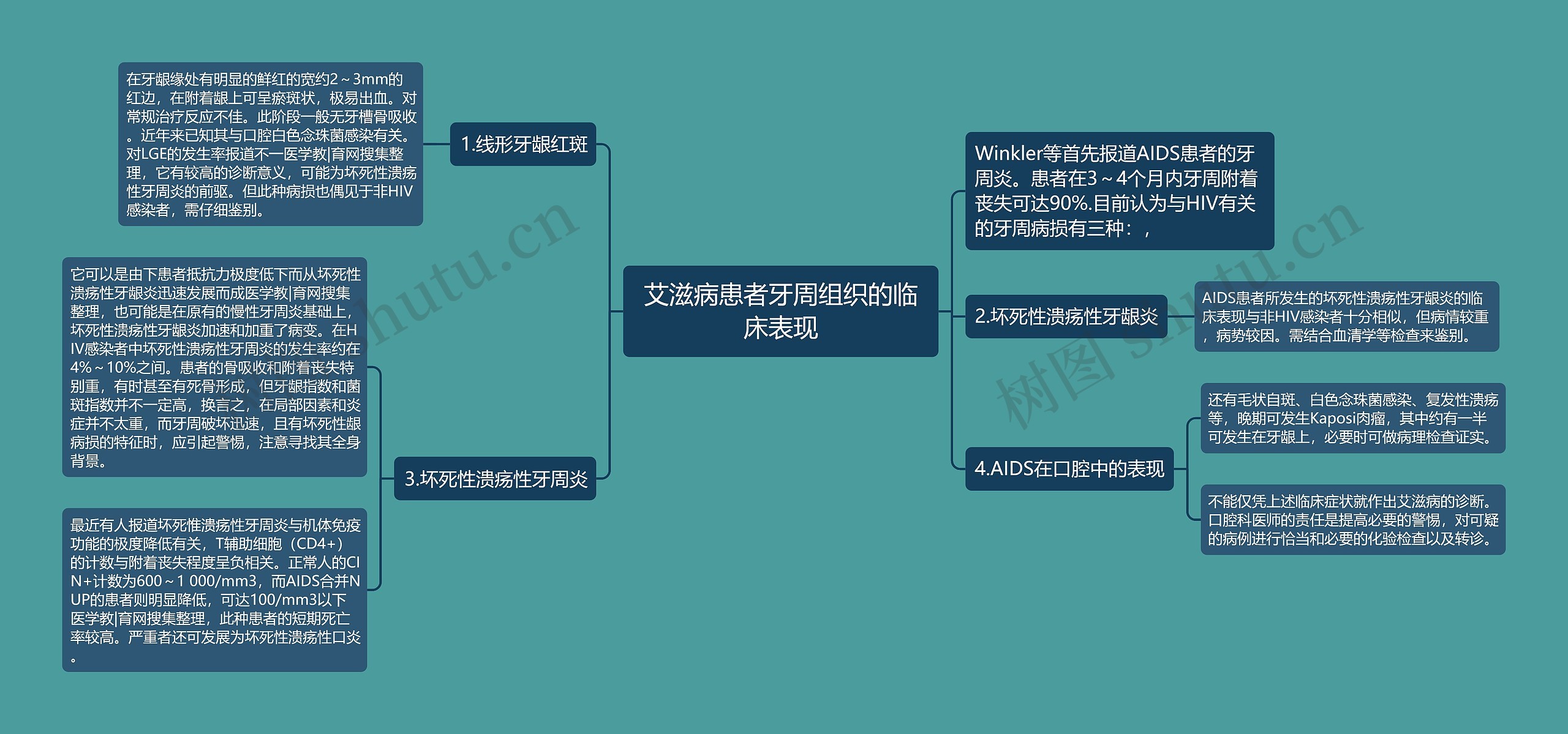 艾滋病患者牙周组织的临床表现思维导图