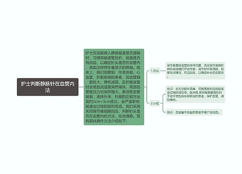 护士判断静脉针在血管内法